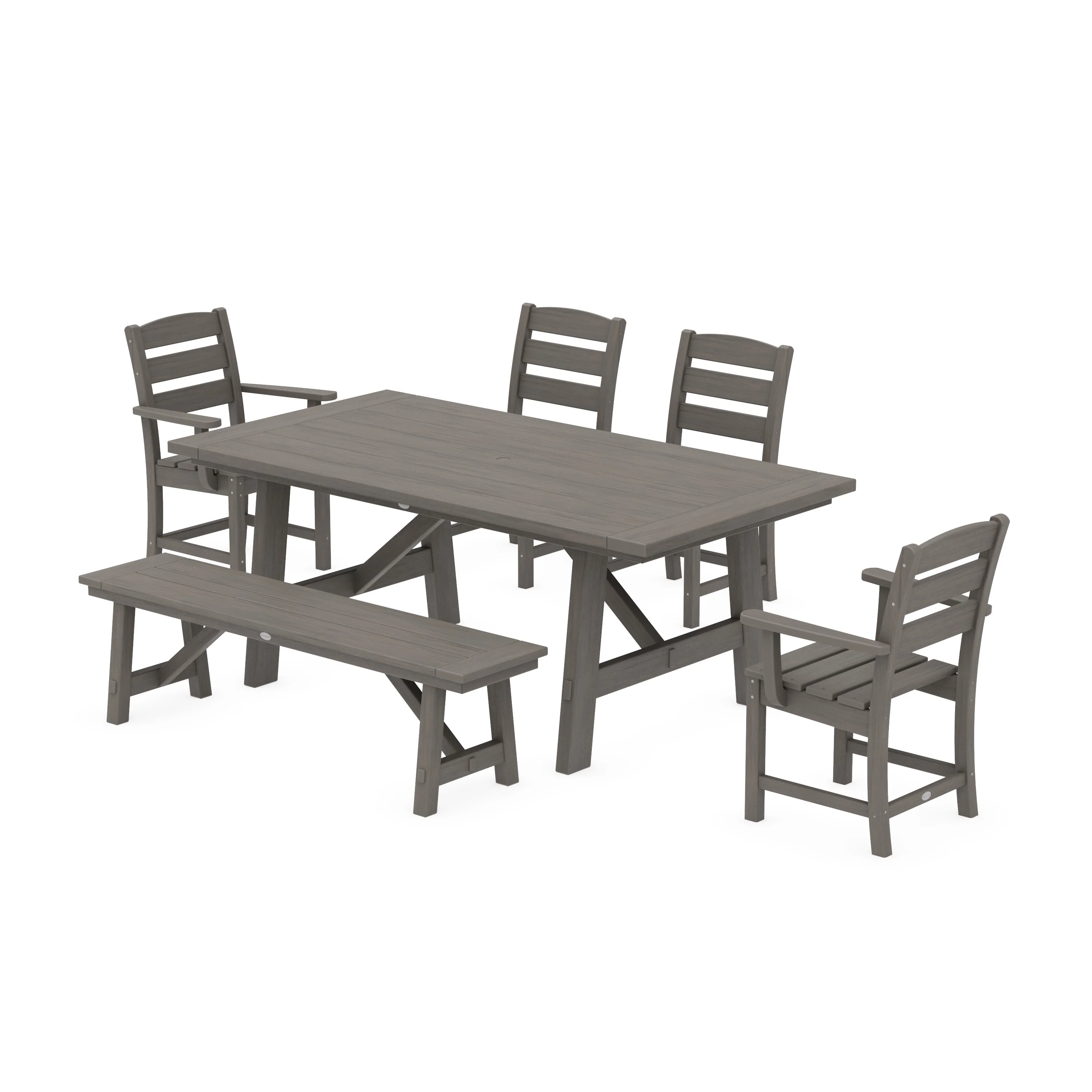 Lakeside 6-Piece Rustic Farmhouse Dining Set With Bench - Image 15