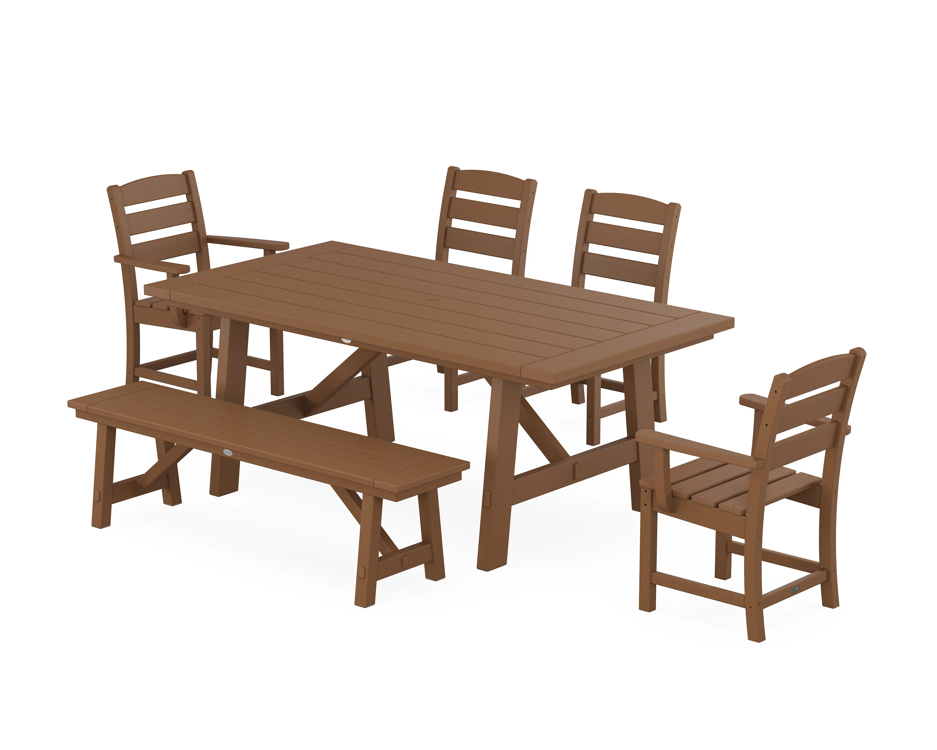 Lakeside 6-Piece Rustic Farmhouse Dining Set With Bench - Image 9