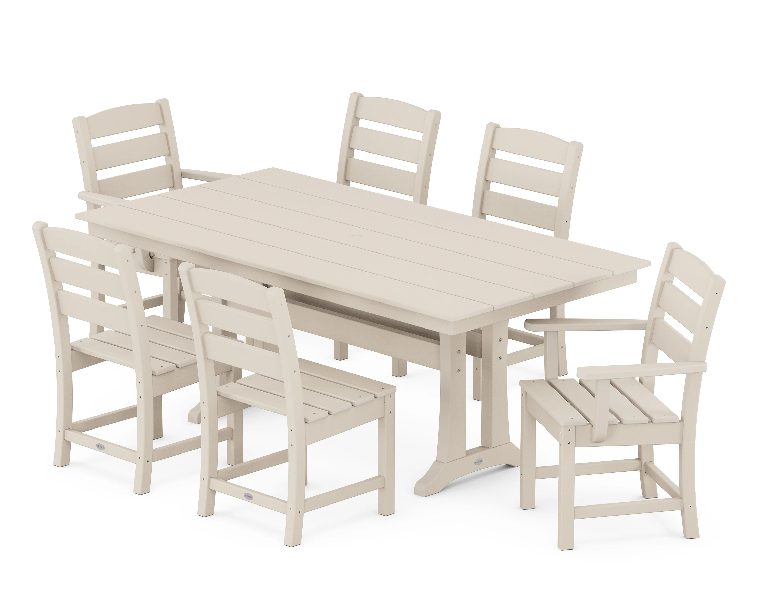 Lakeside 7-Piece Farmhouse Dining Set with Trestle Legs - Image 4