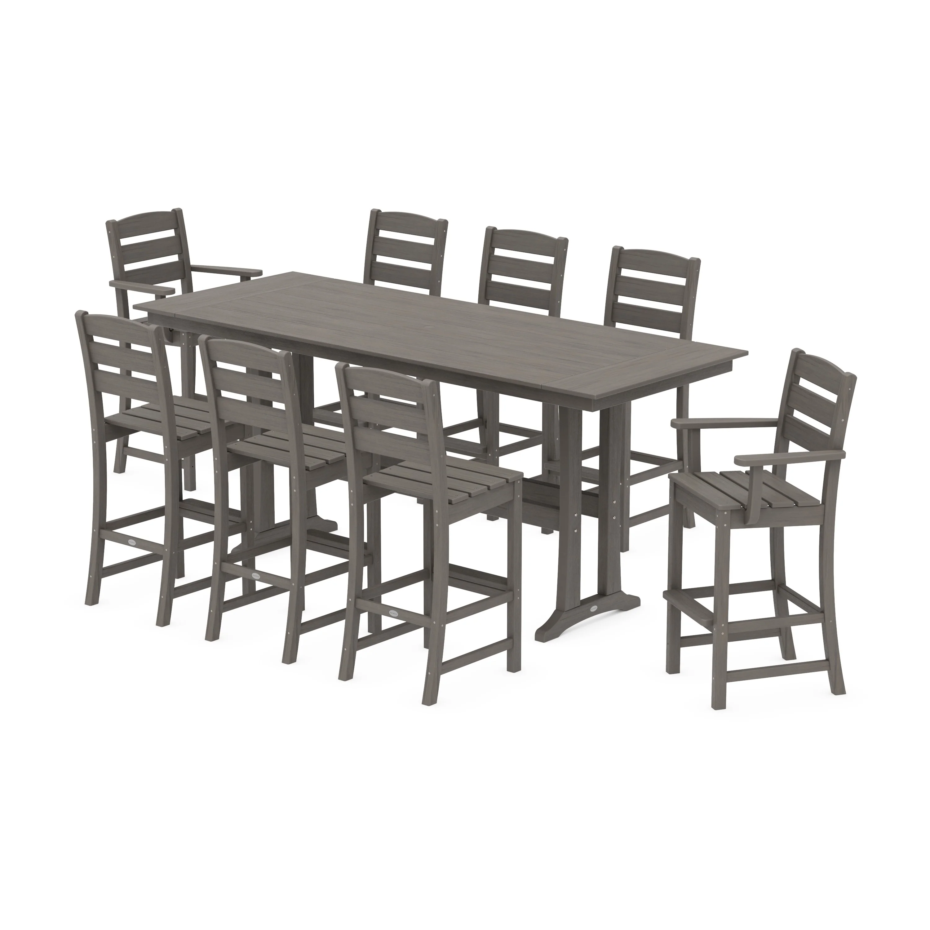 Lakeside 9-Piece Farmhouse Bar Set with Trestle Legs - Image 14
