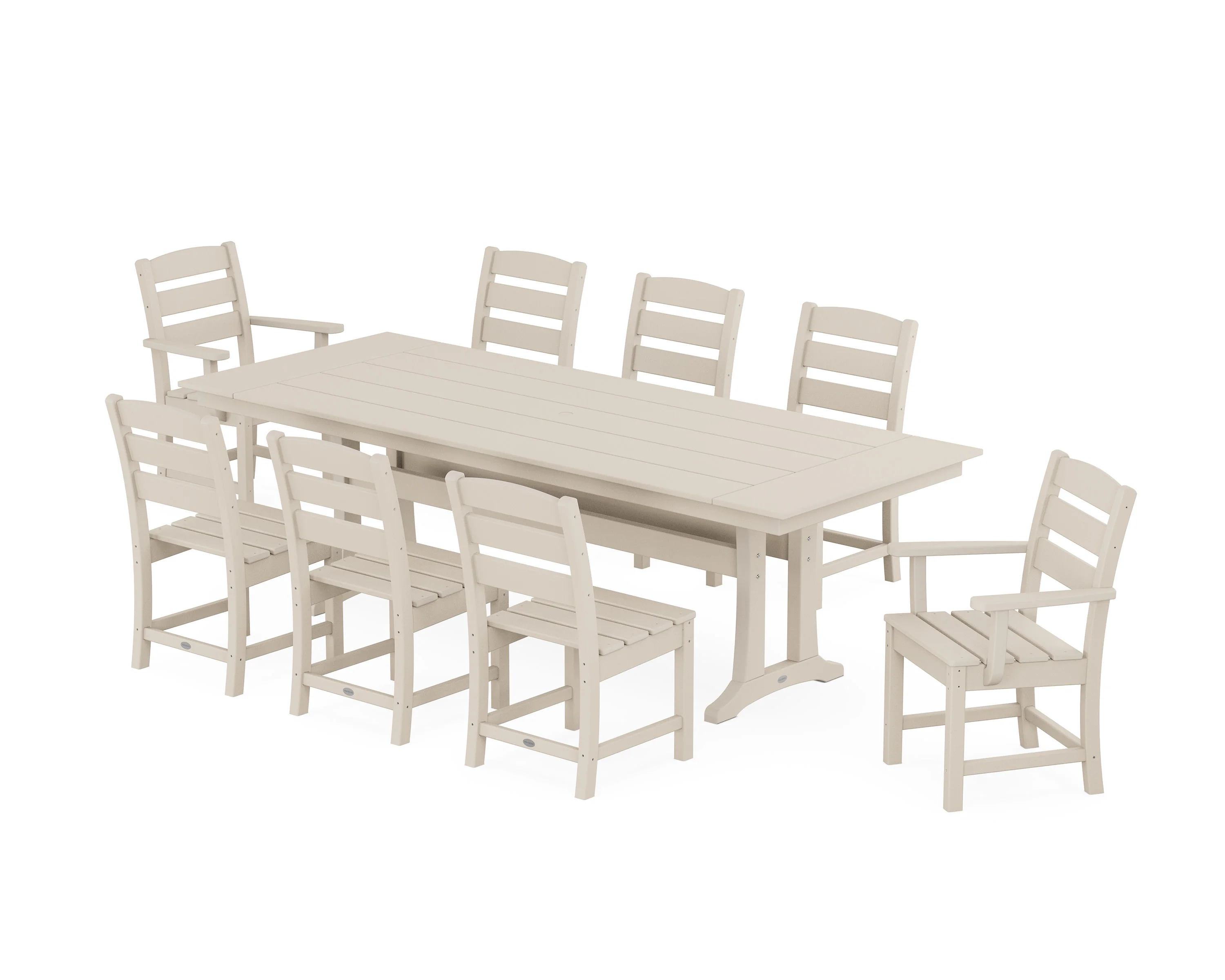 Lakeside 9-Piece Farmhouse Dining Set with Trestle Legs - Image 11