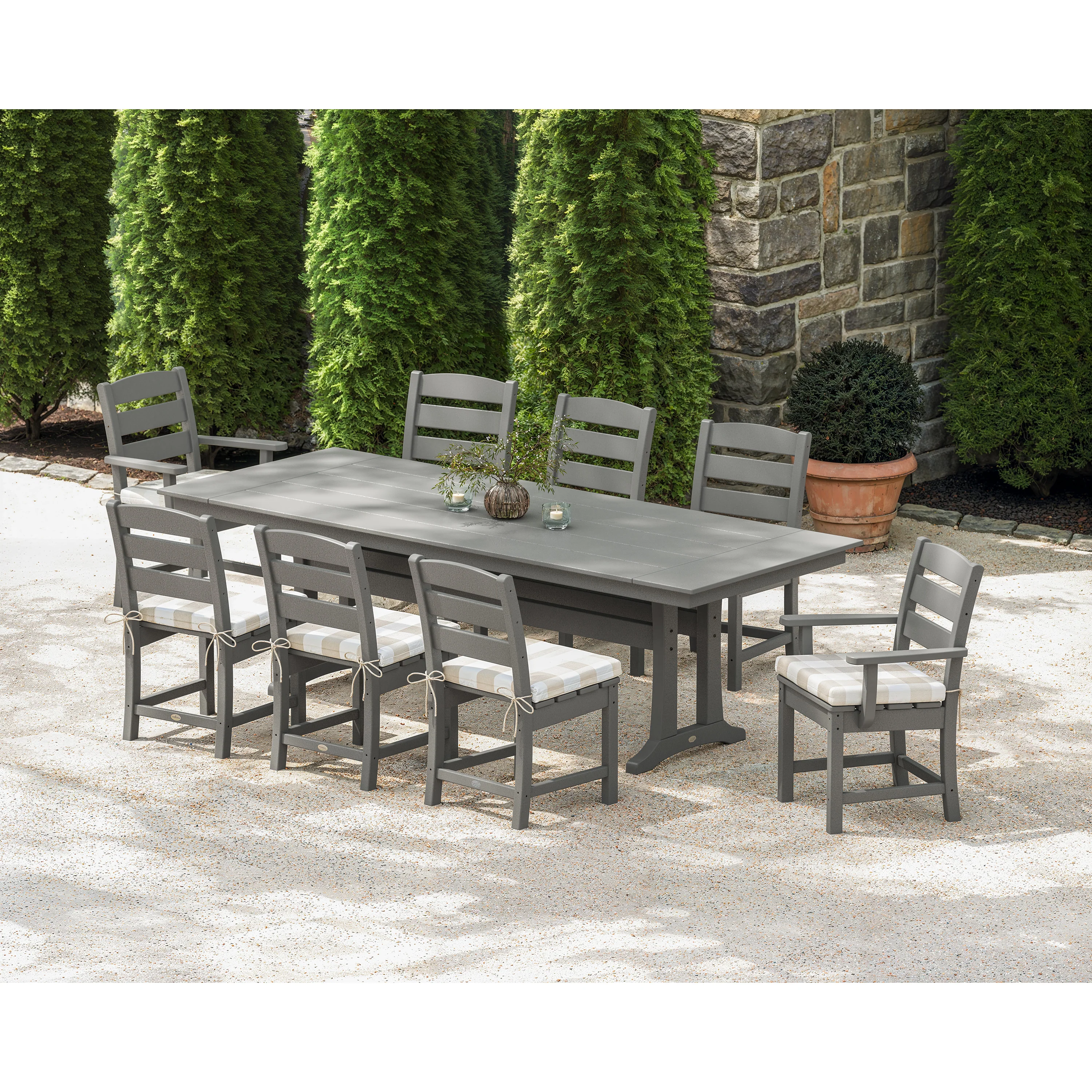 Lakeside 9-Piece Farmhouse Dining Set with Trestle Legs - Image 13