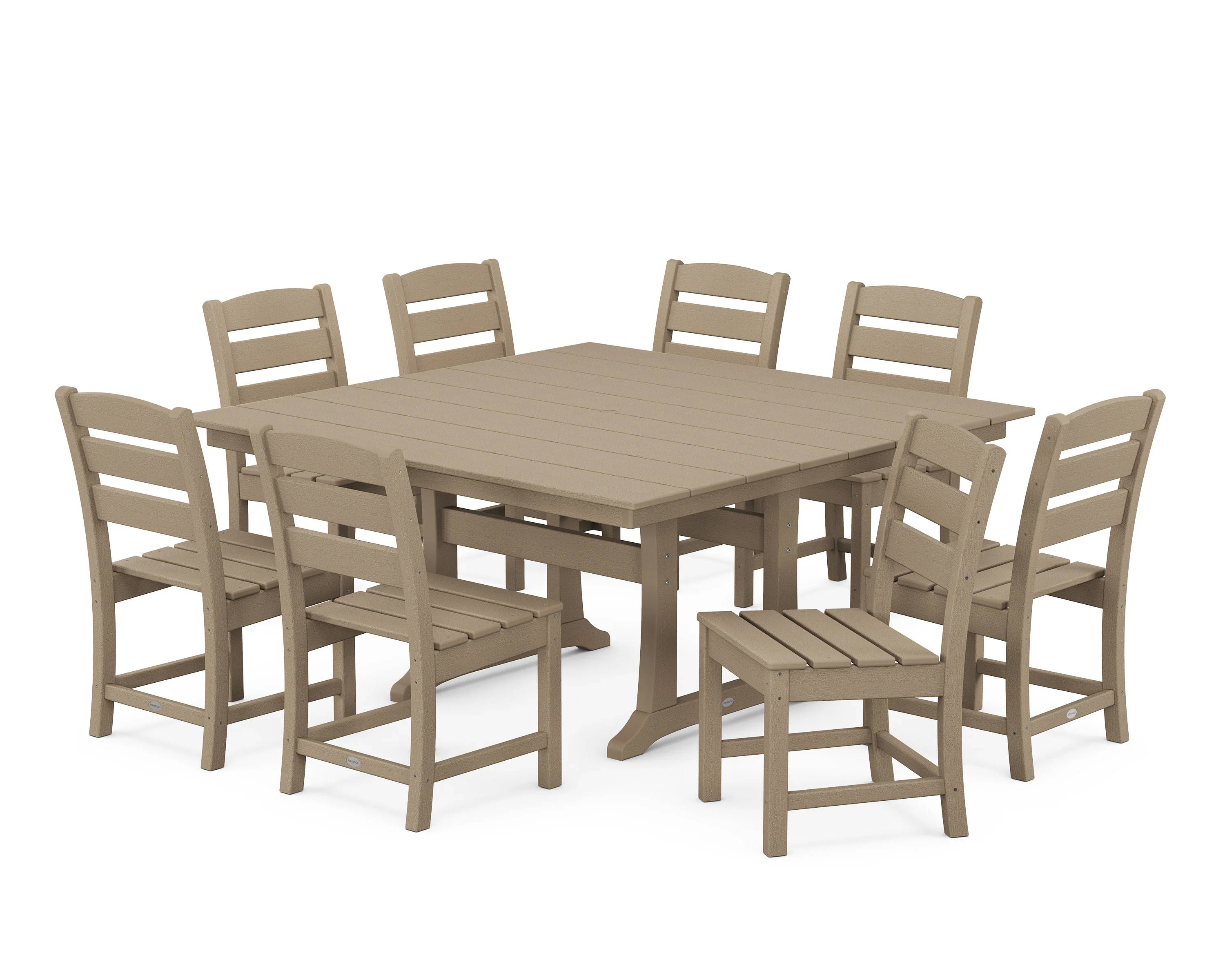 Lakeside 9-Piece Farmhouse Trestle Dining Set - Image 5