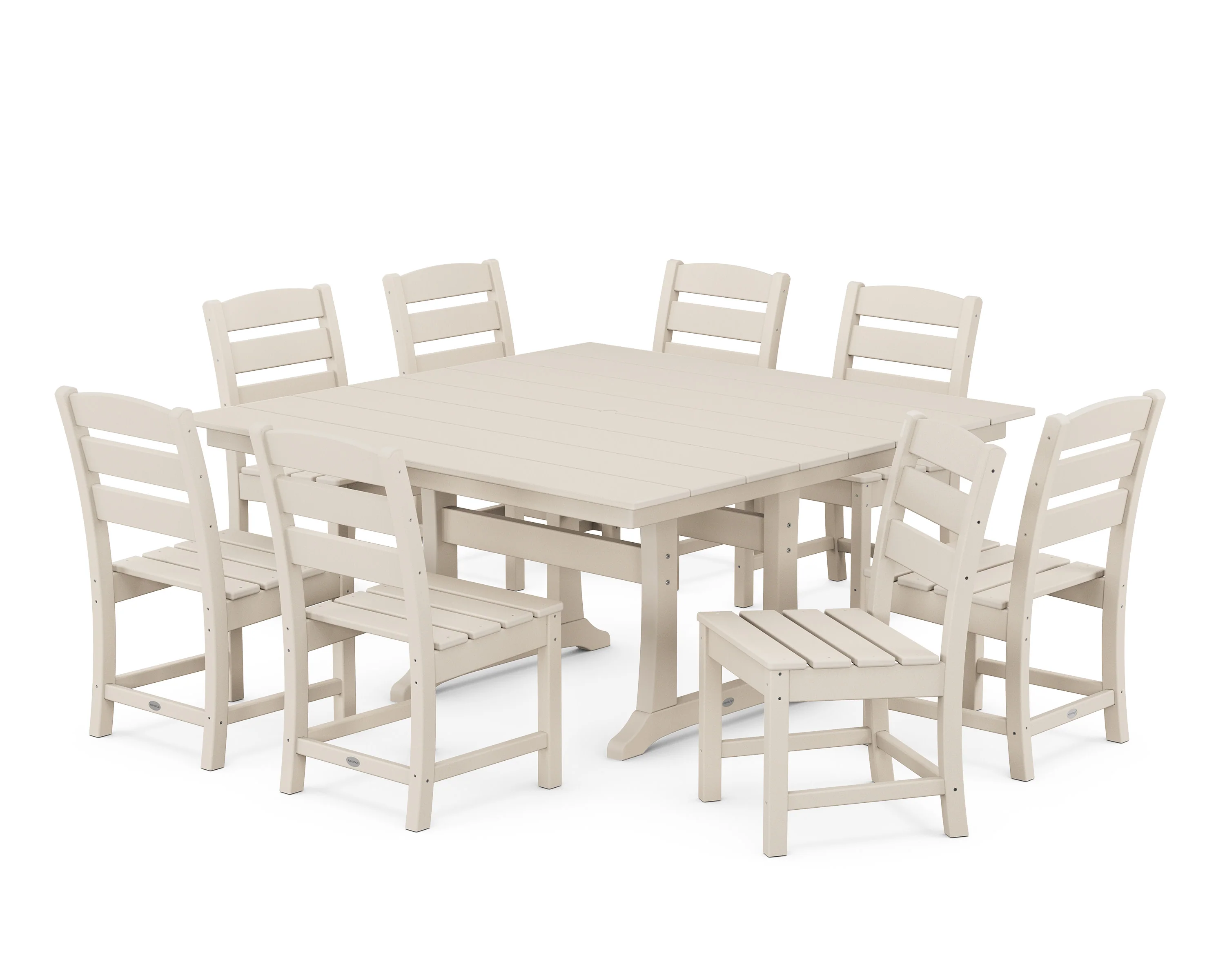 Lakeside 9-Piece Farmhouse Trestle Dining Set - Image 6