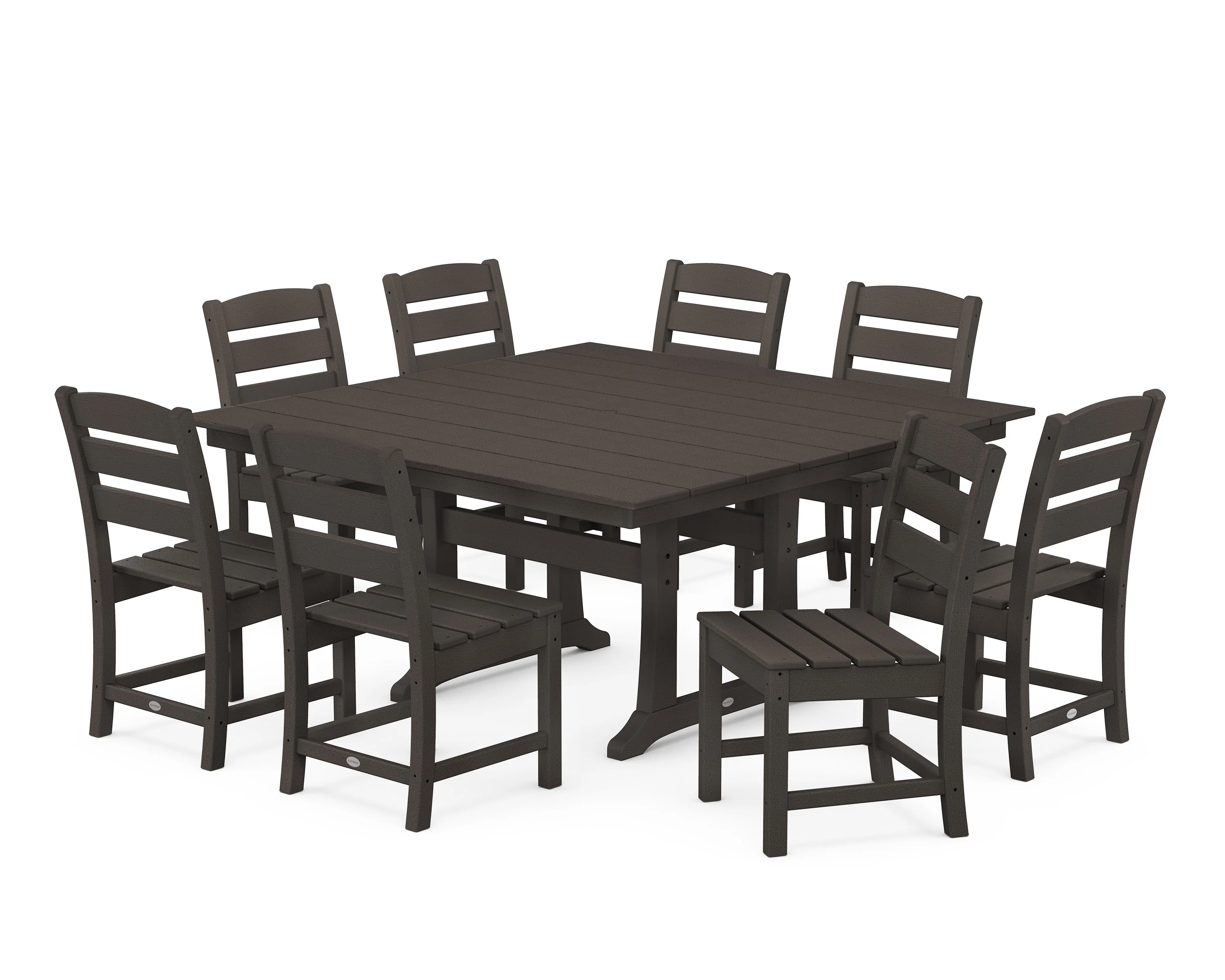 Lakeside 9-Piece Farmhouse Trestle Dining Set - Image 7