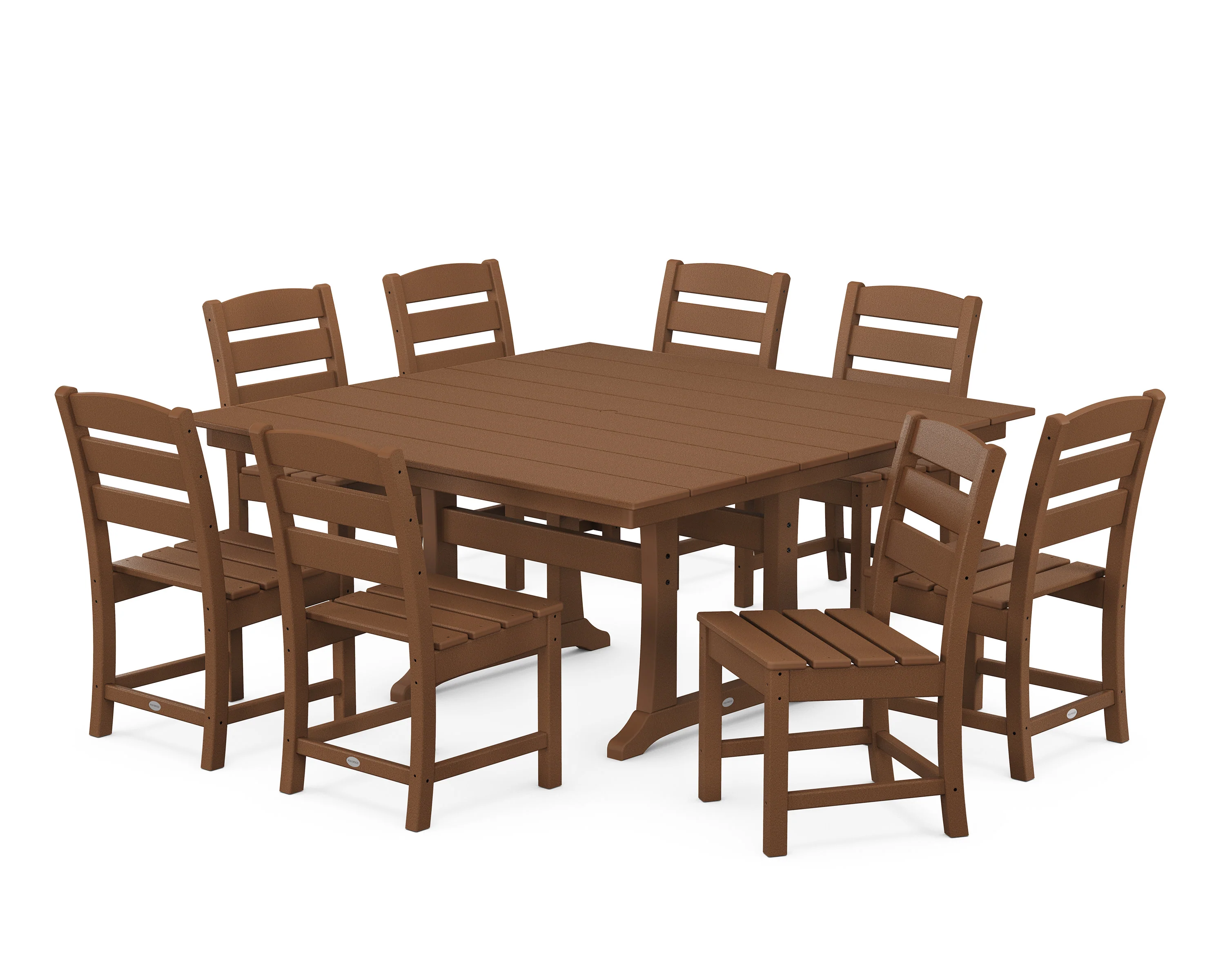 Lakeside 9-Piece Farmhouse Trestle Dining Set - Image 9