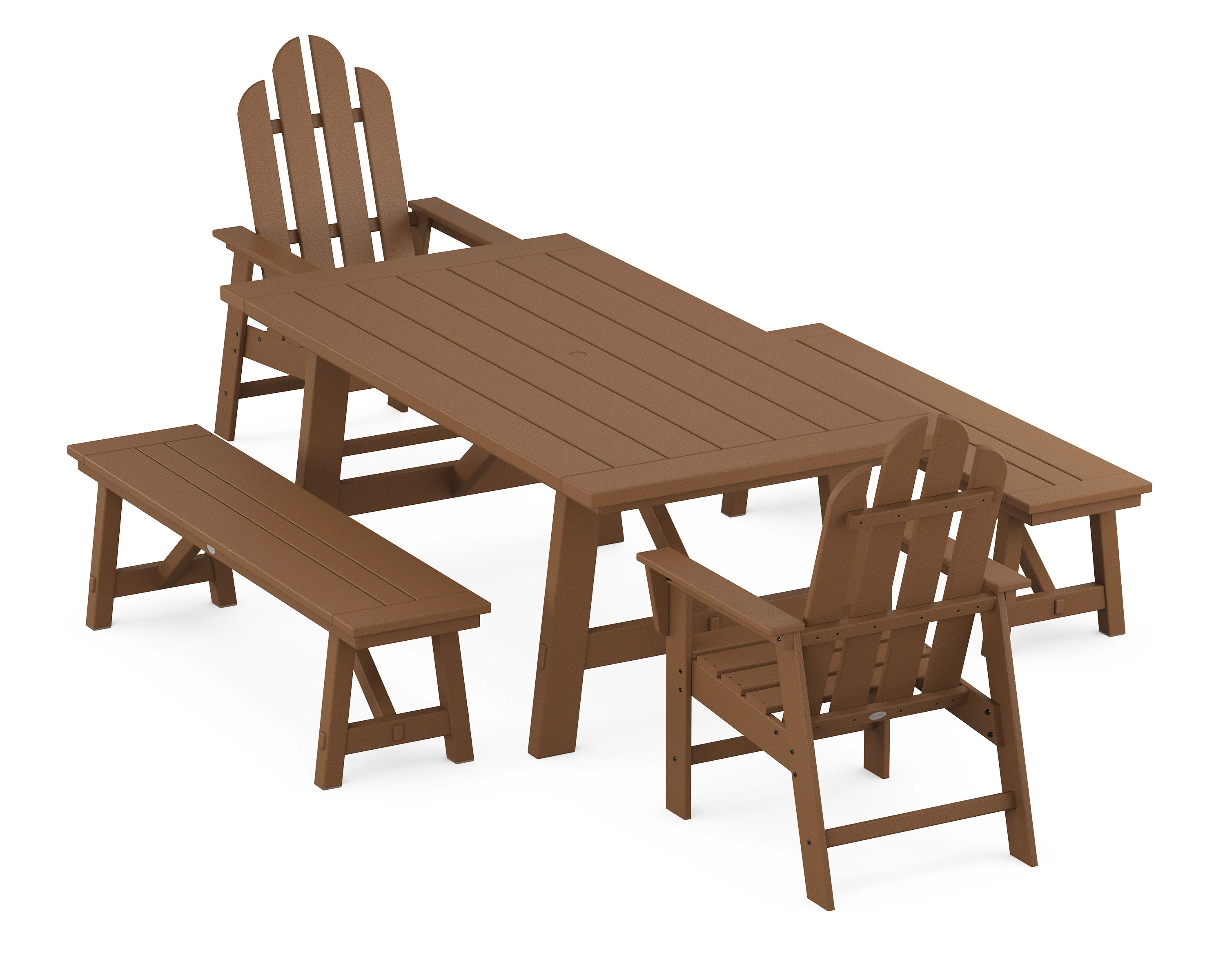 Long Island 5-Piece Rustic Farmhouse Dining Set With Benches - Image 8