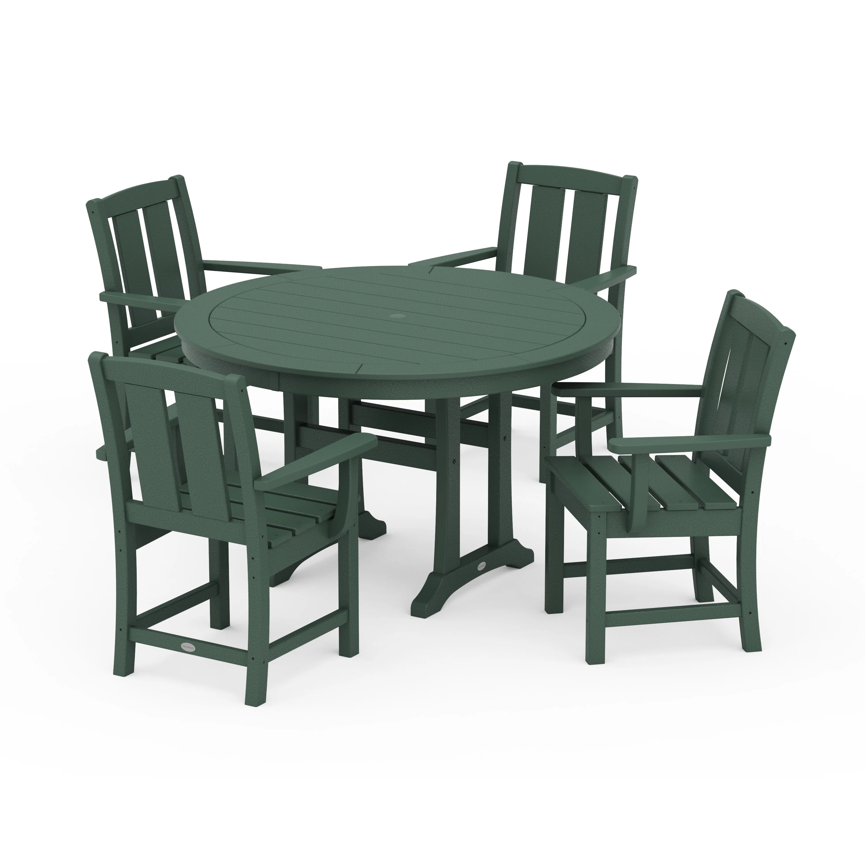 Mission 5-Piece Round Dining Set with Trestle Legs - Image 4