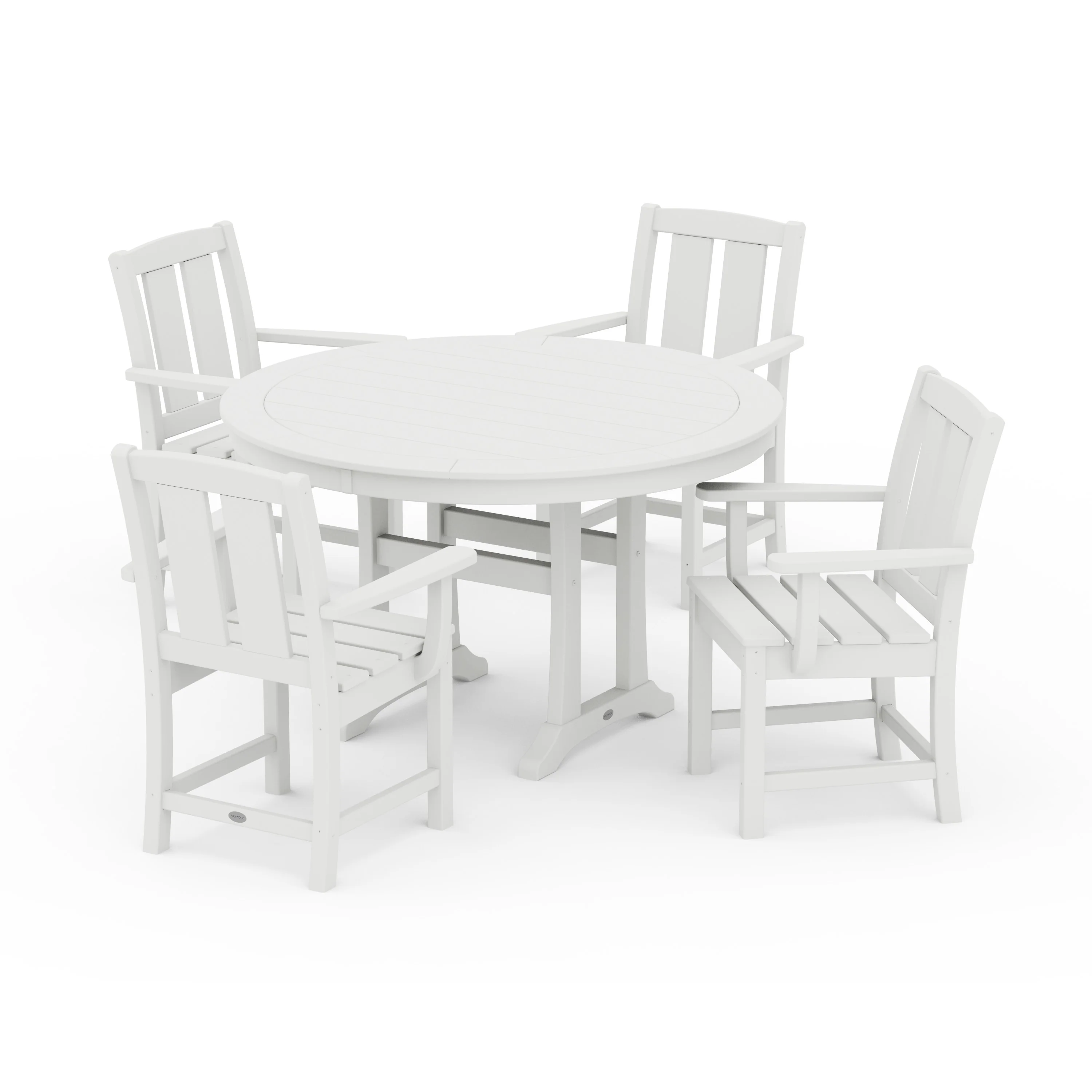 Mission 5-Piece Round Dining Set with Trestle Legs - Image 5