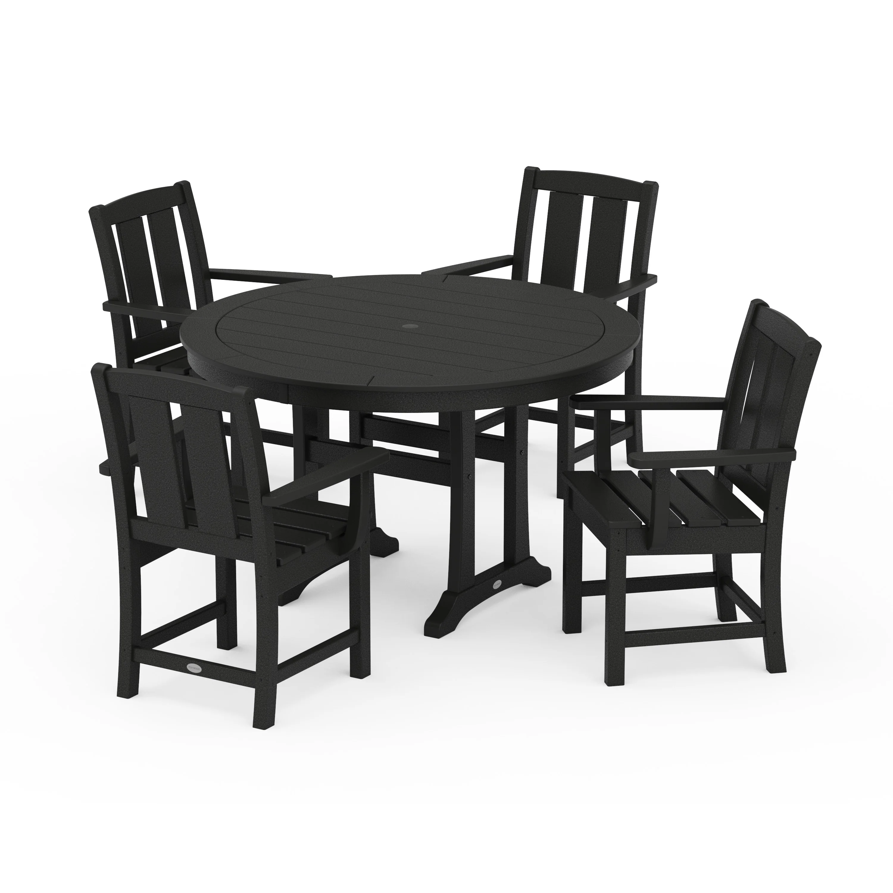 Mission 5-Piece Round Dining Set with Trestle Legs - Image 7