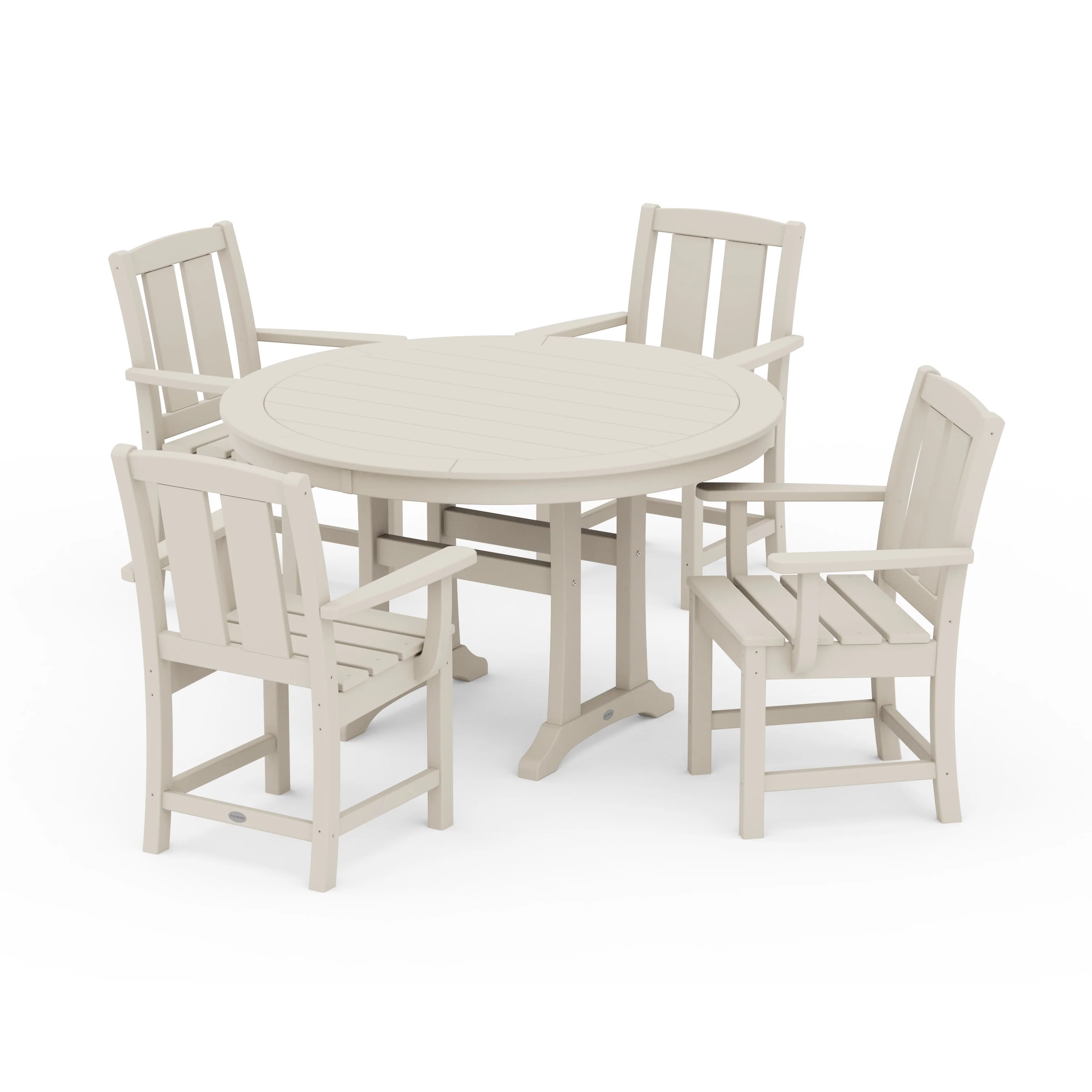 Mission 5-Piece Round Dining Set with Trestle Legs - Image 8