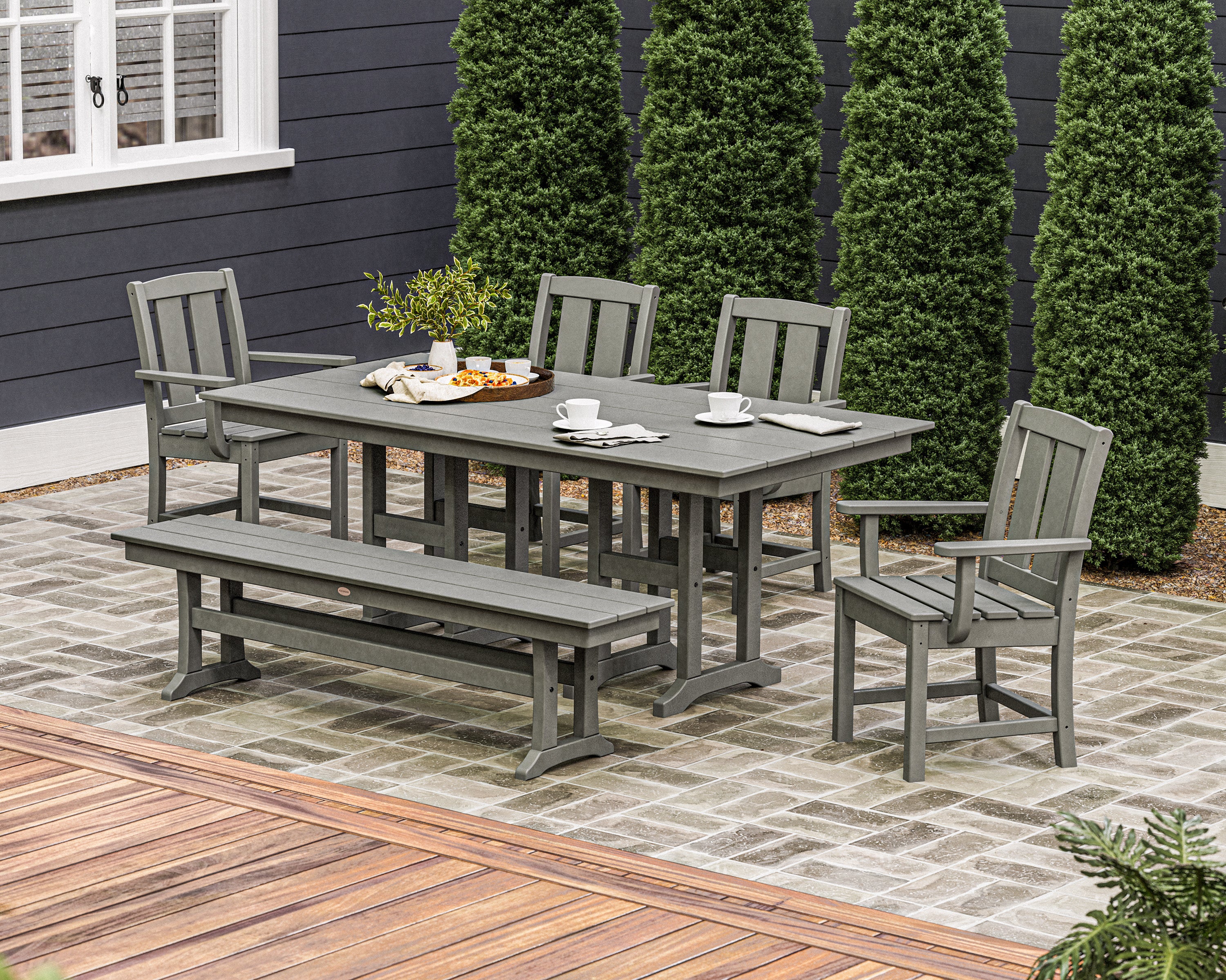 Mission 6-Piece Farmhouse Dining Set with Bench - Image 3