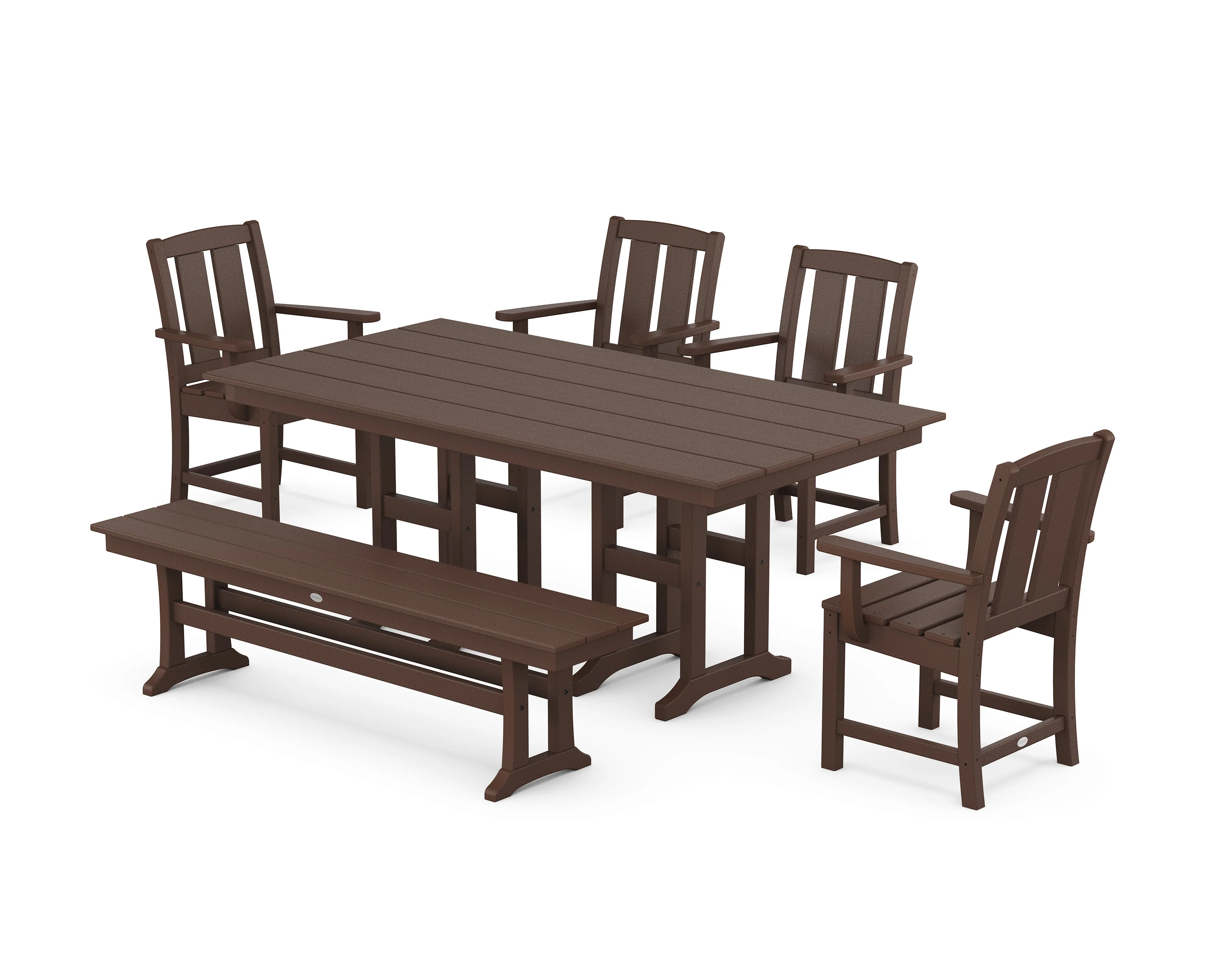 Mission 6-Piece Farmhouse Dining Set with Bench - Image 5