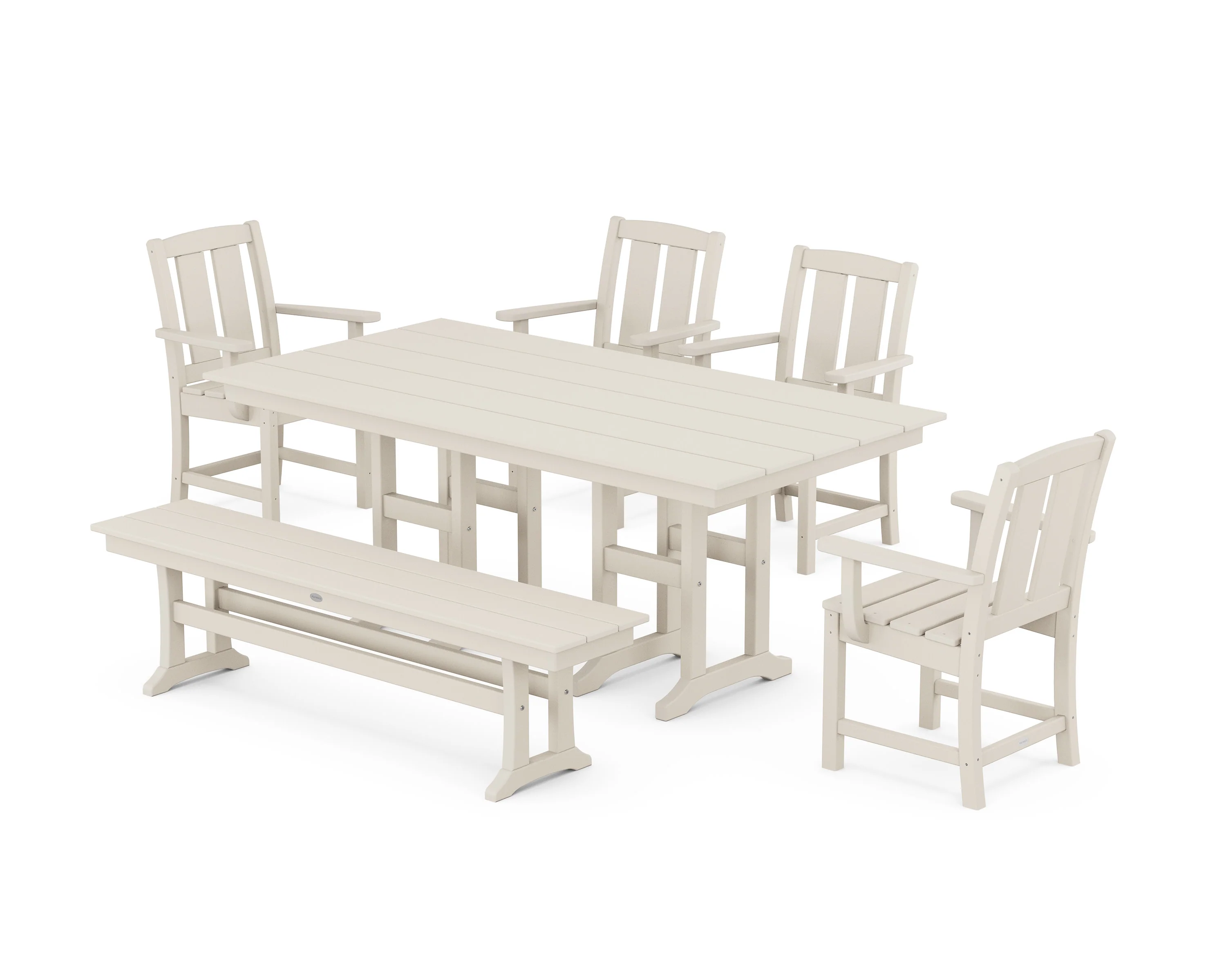 Mission 6-Piece Farmhouse Dining Set with Bench - Image 9