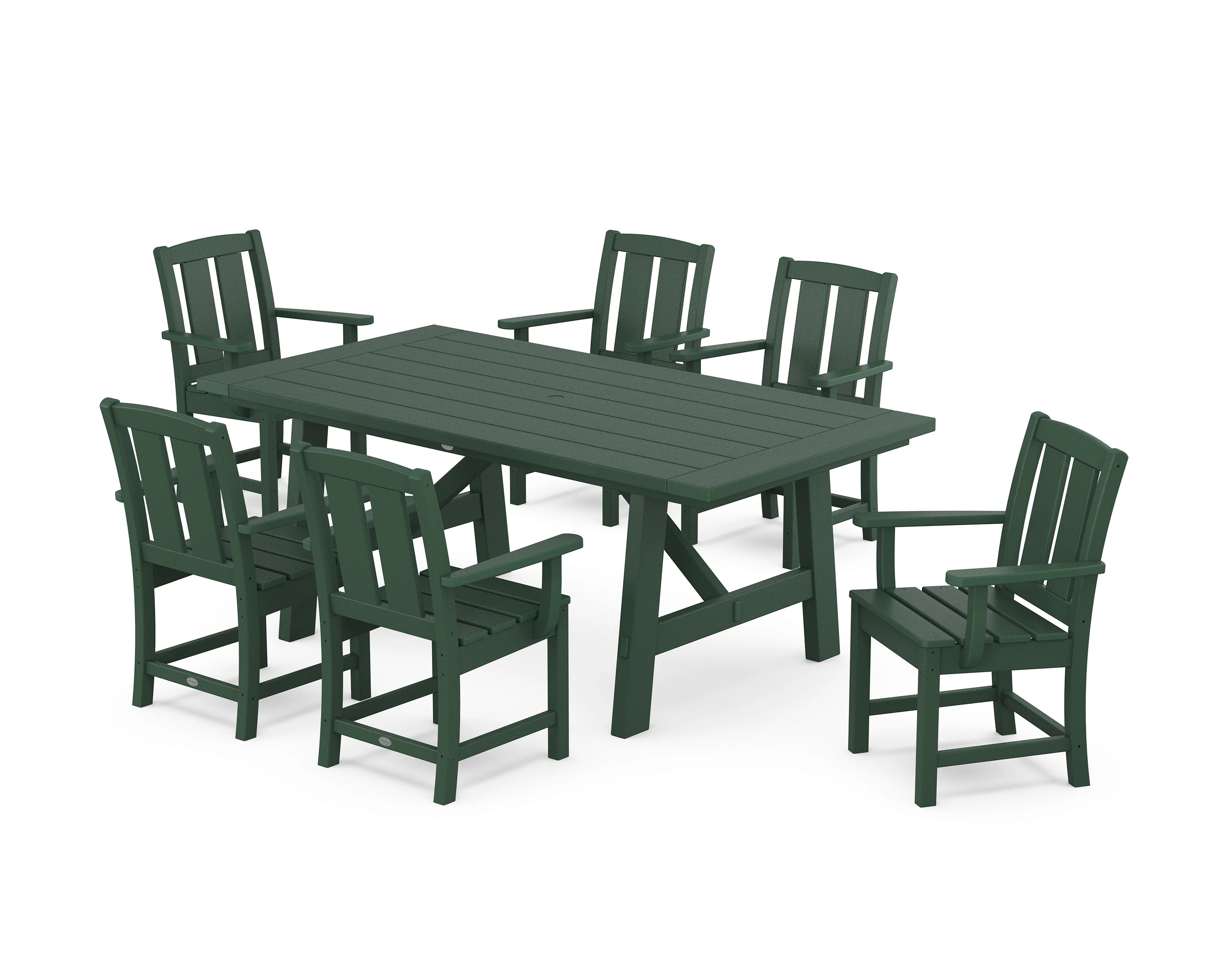 Mission Arm Chair 7-Piece Rustic Farmhouse Dining Set - Image 4