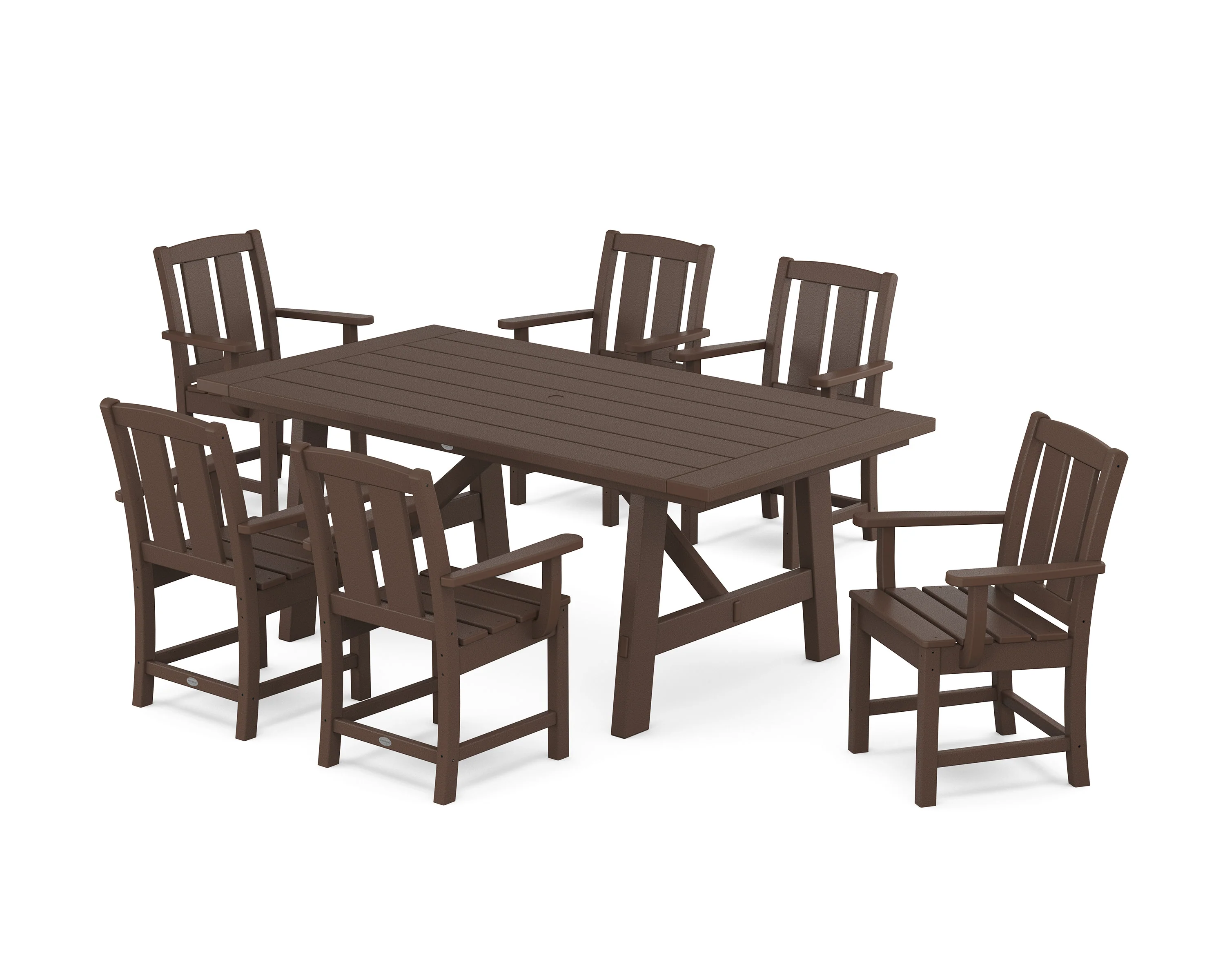 Mission Arm Chair 7-Piece Rustic Farmhouse Dining Set - Image 5