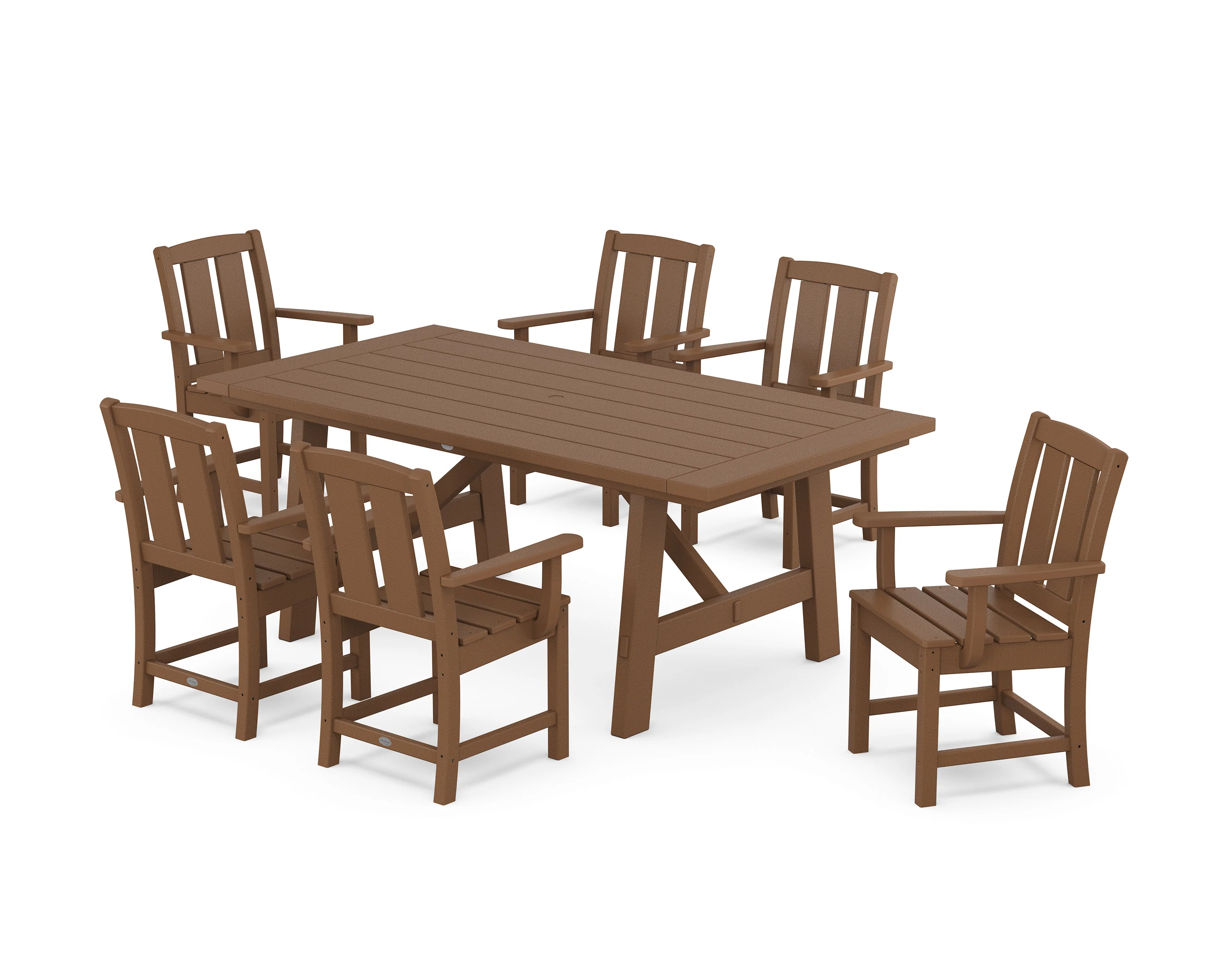 Mission Arm Chair 7-Piece Rustic Farmhouse Dining Set - Image 7