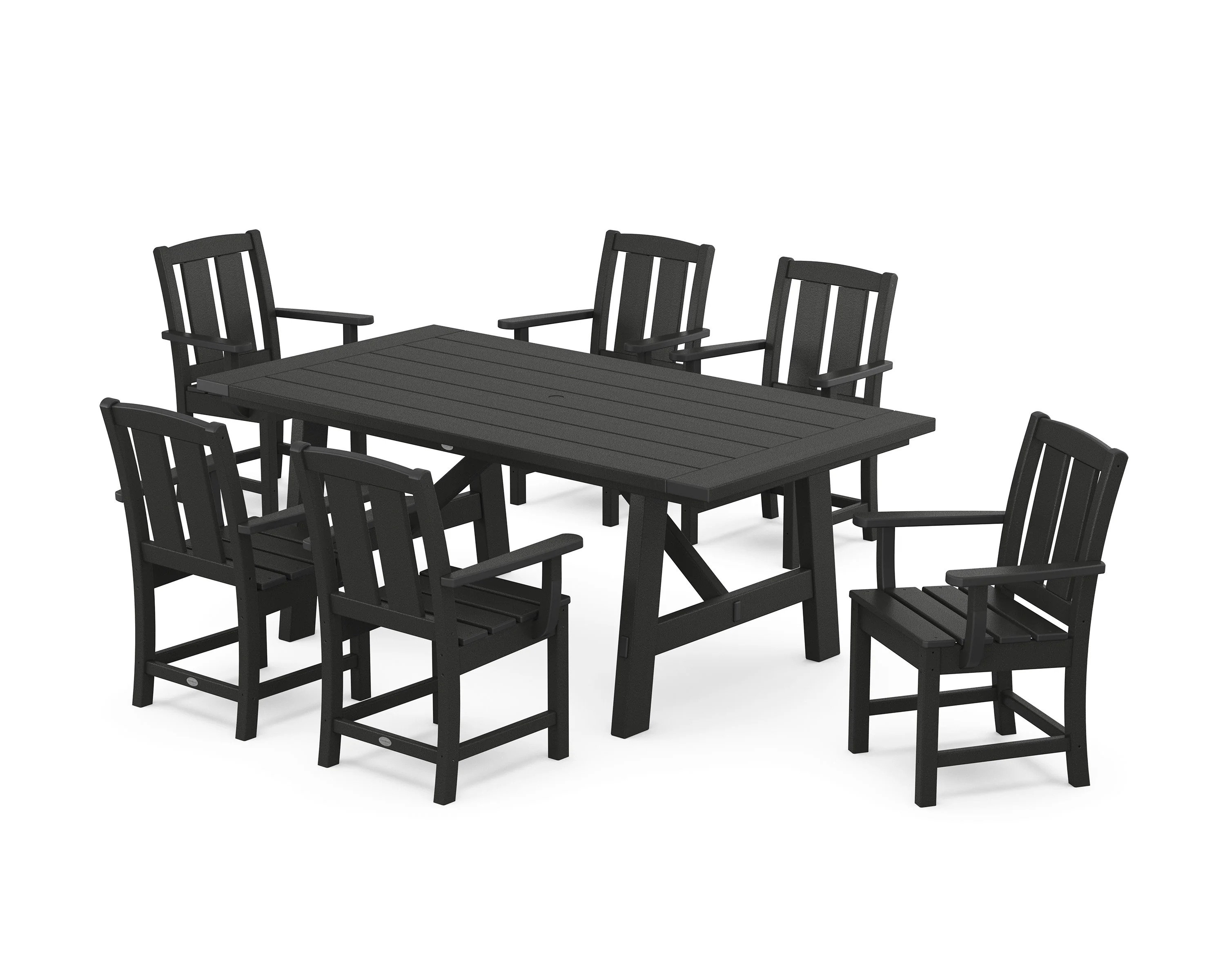 Mission Arm Chair 7-Piece Rustic Farmhouse Dining Set - Image 8