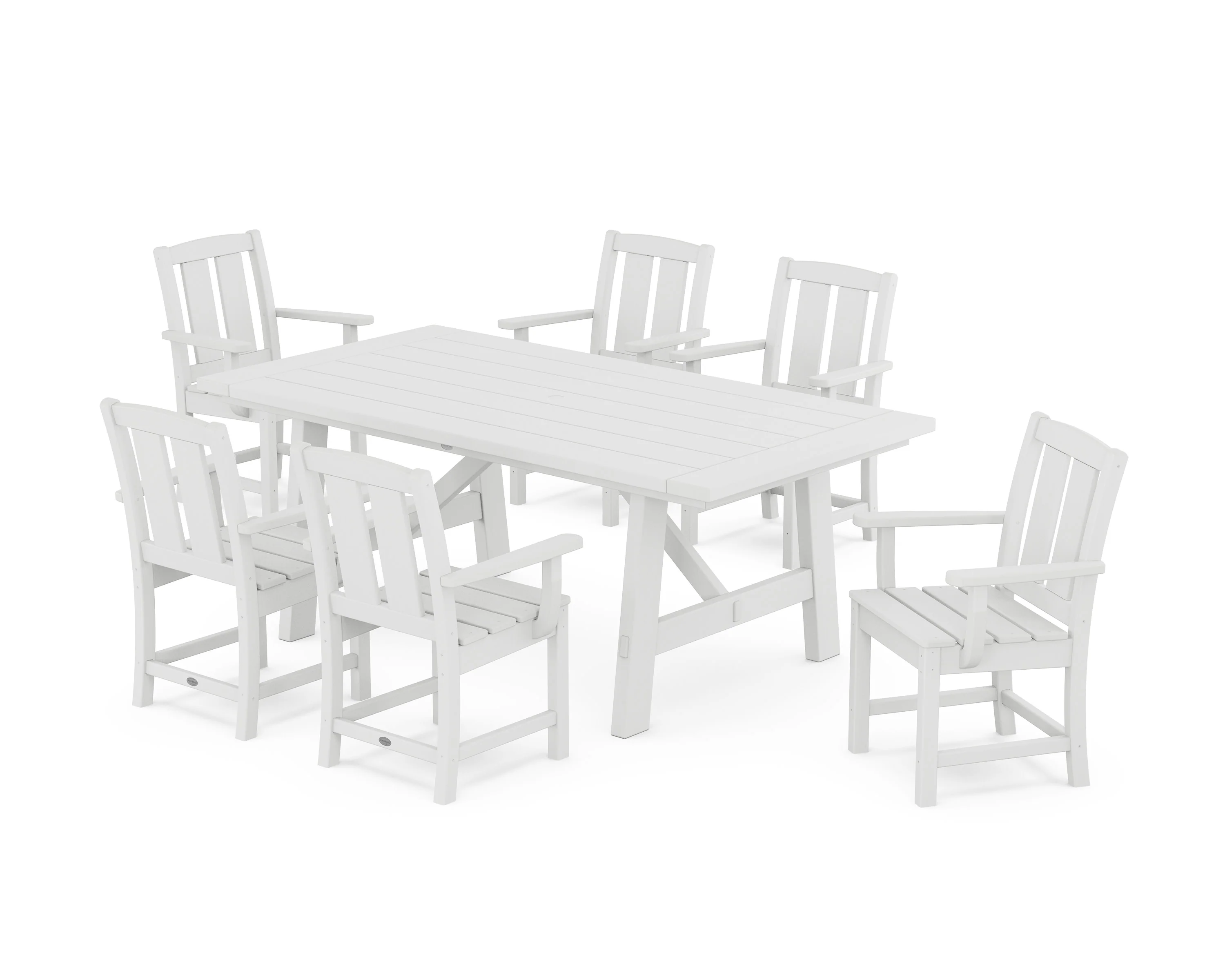 Mission Arm Chair 7-Piece Rustic Farmhouse Dining Set - Image 9