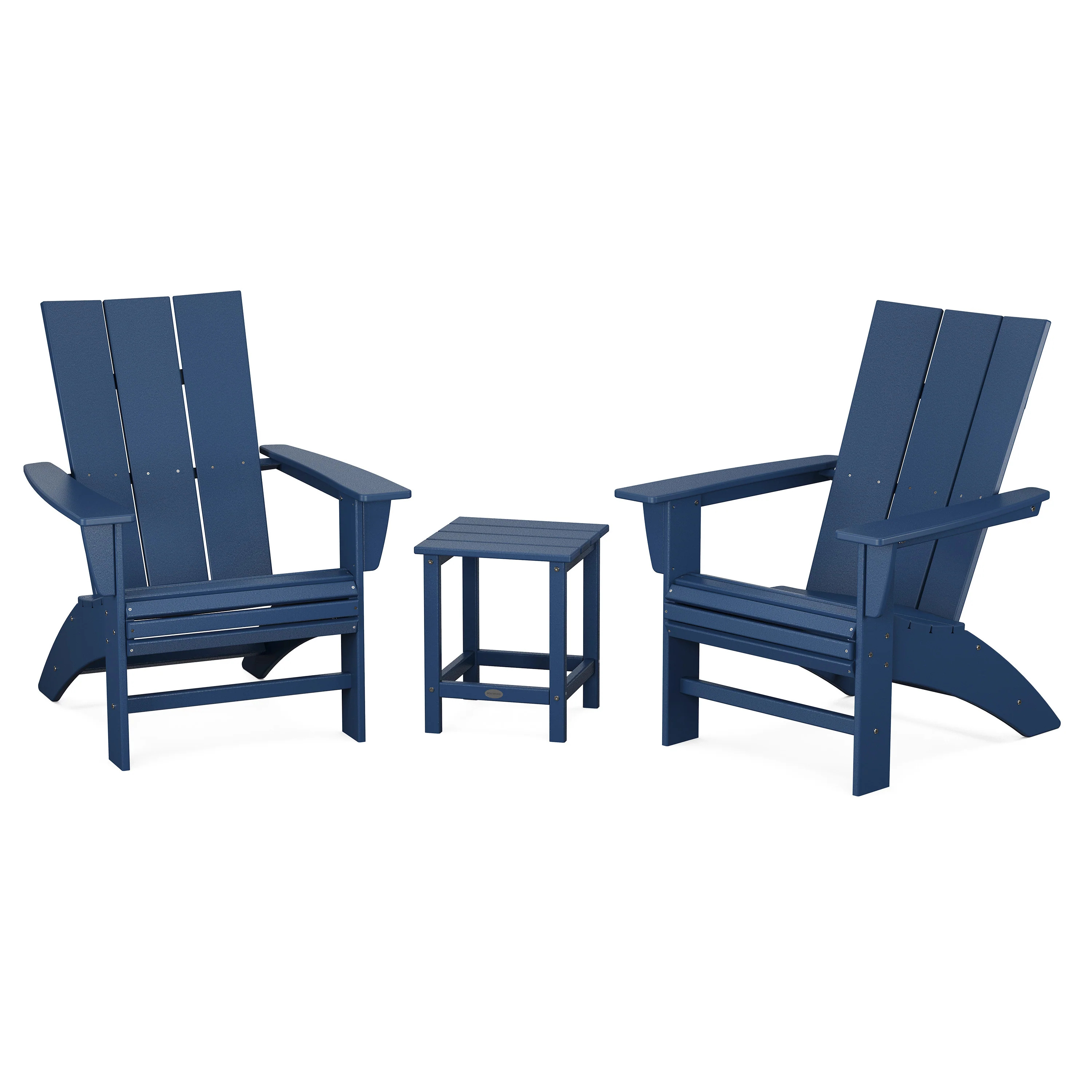 Modern 3-Piece Curveback Adirondack Set with Long Island 18" Side Table - Image 3