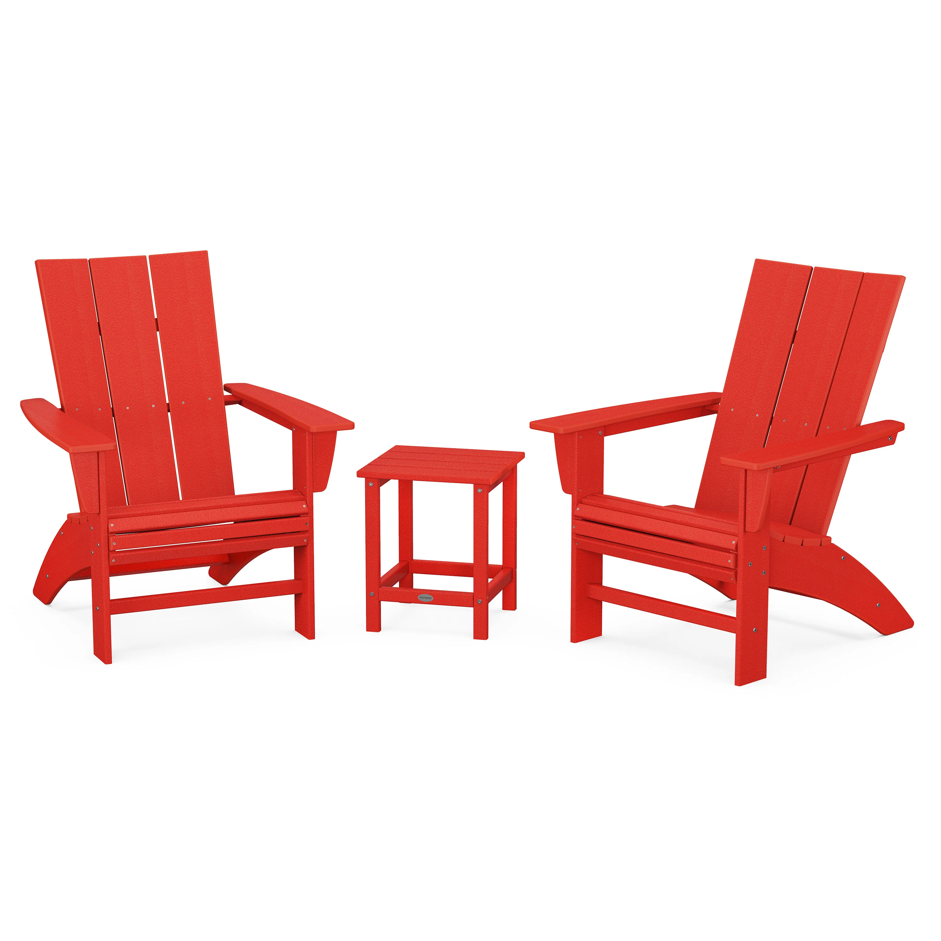 Modern 3-Piece Curveback Adirondack Set with Long Island 18" Side Table - Image 4