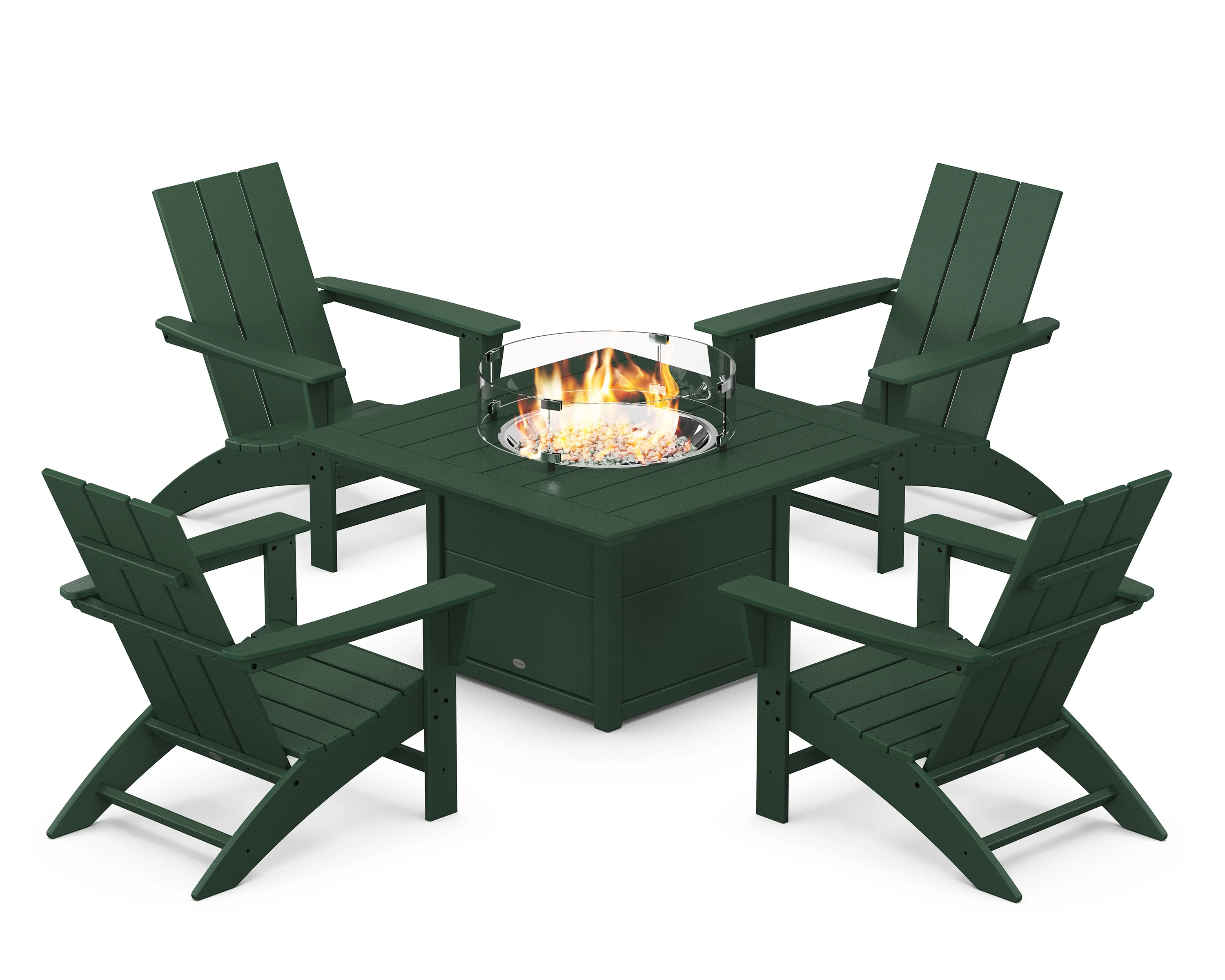Modern 5-Piece Adirondack Chair Conversation Set with Fire Pit Table - Image 7