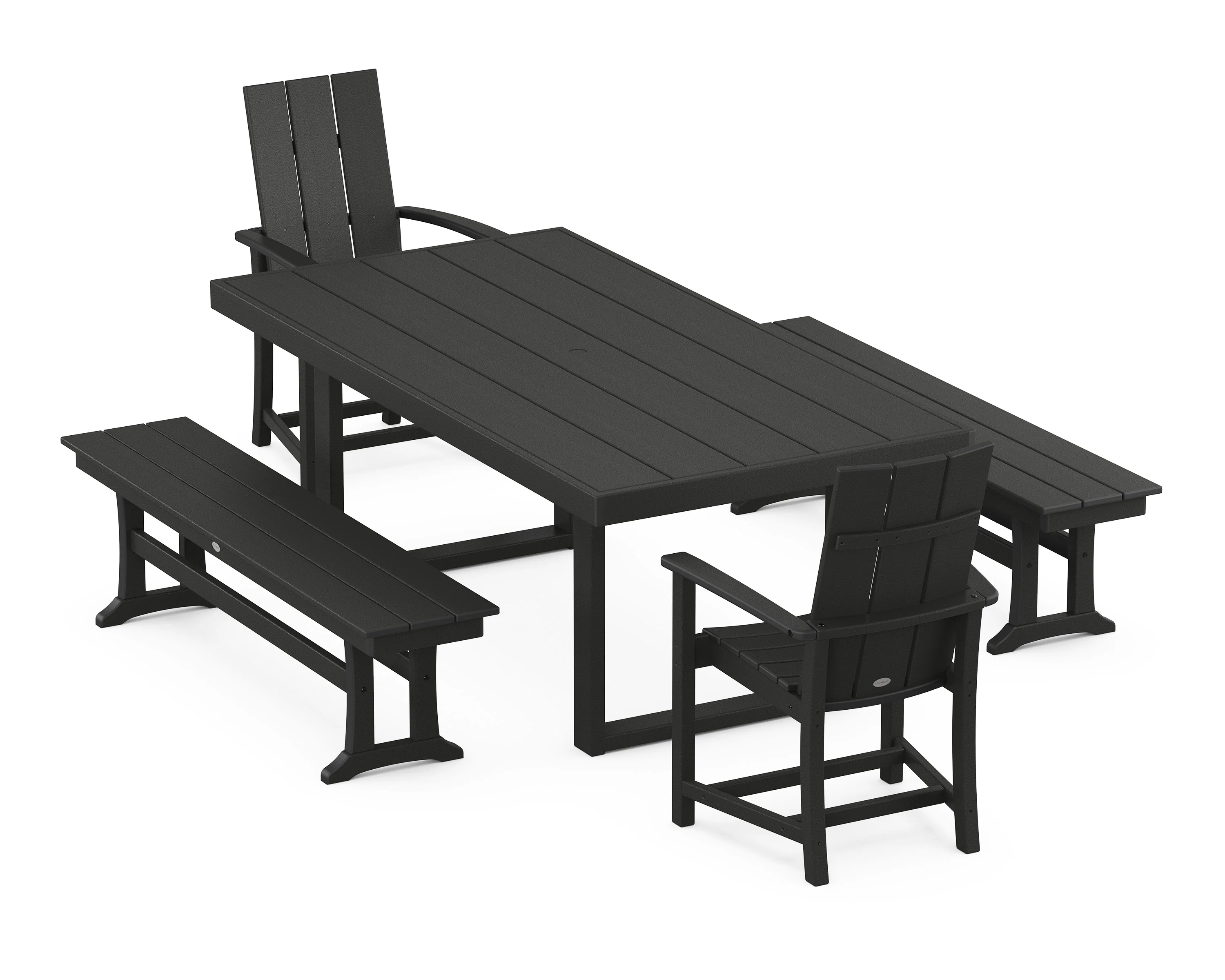 Modern Adirondack 5-Piece Dining Set with Benches - Image 5