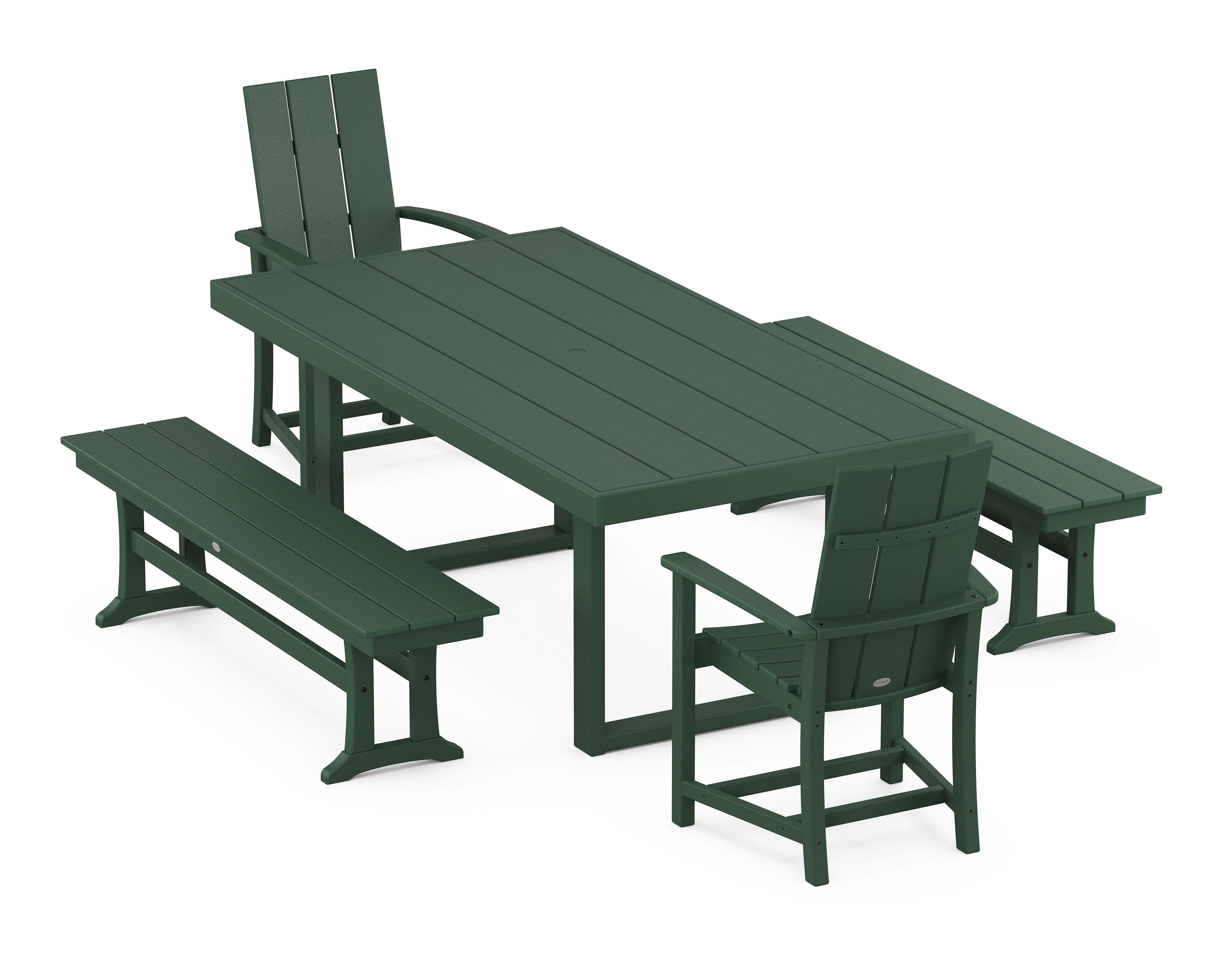 Modern Adirondack 5-Piece Dining Set with Benches - Image 6