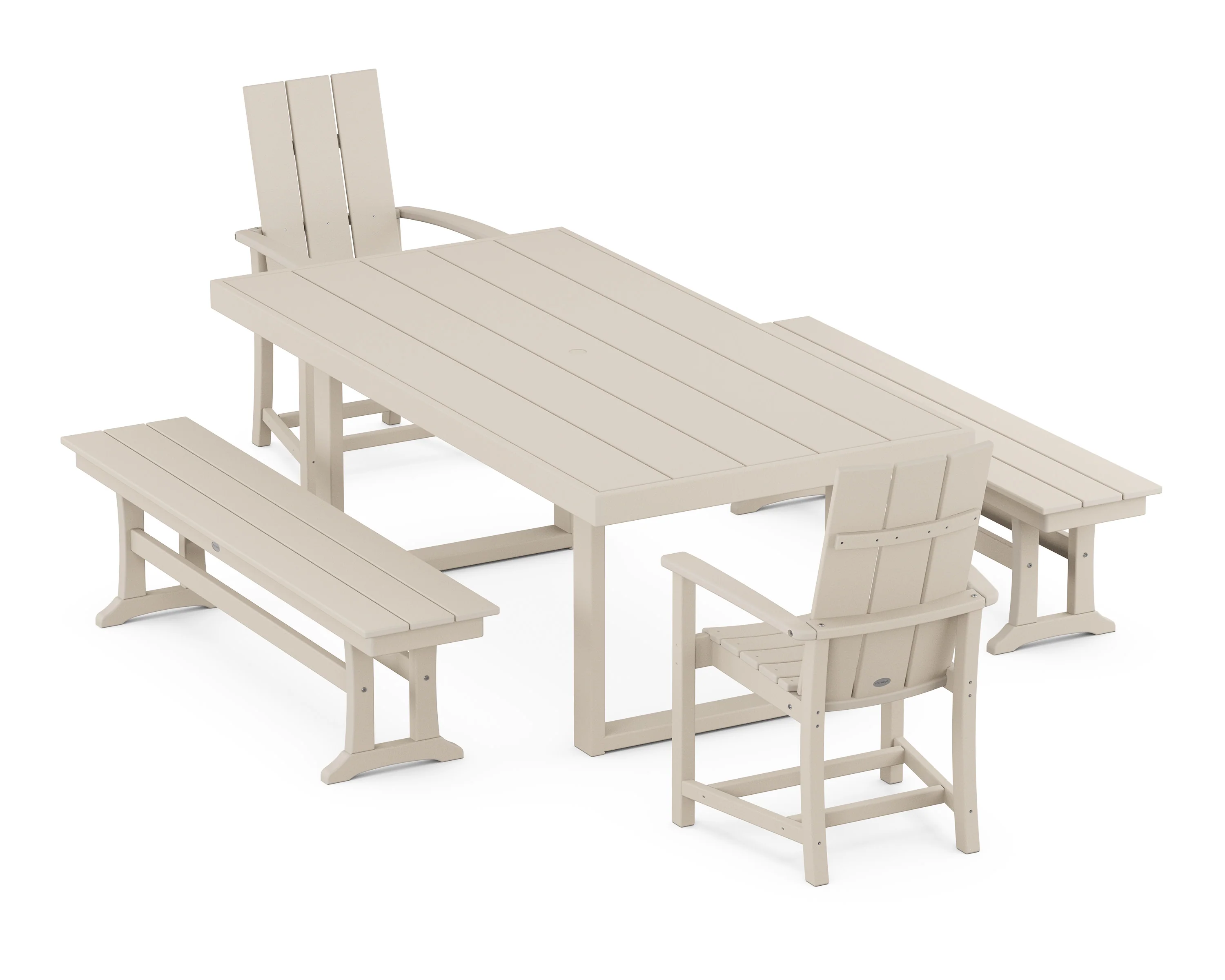 Modern Adirondack 5-Piece Dining Set with Benches - Image 7