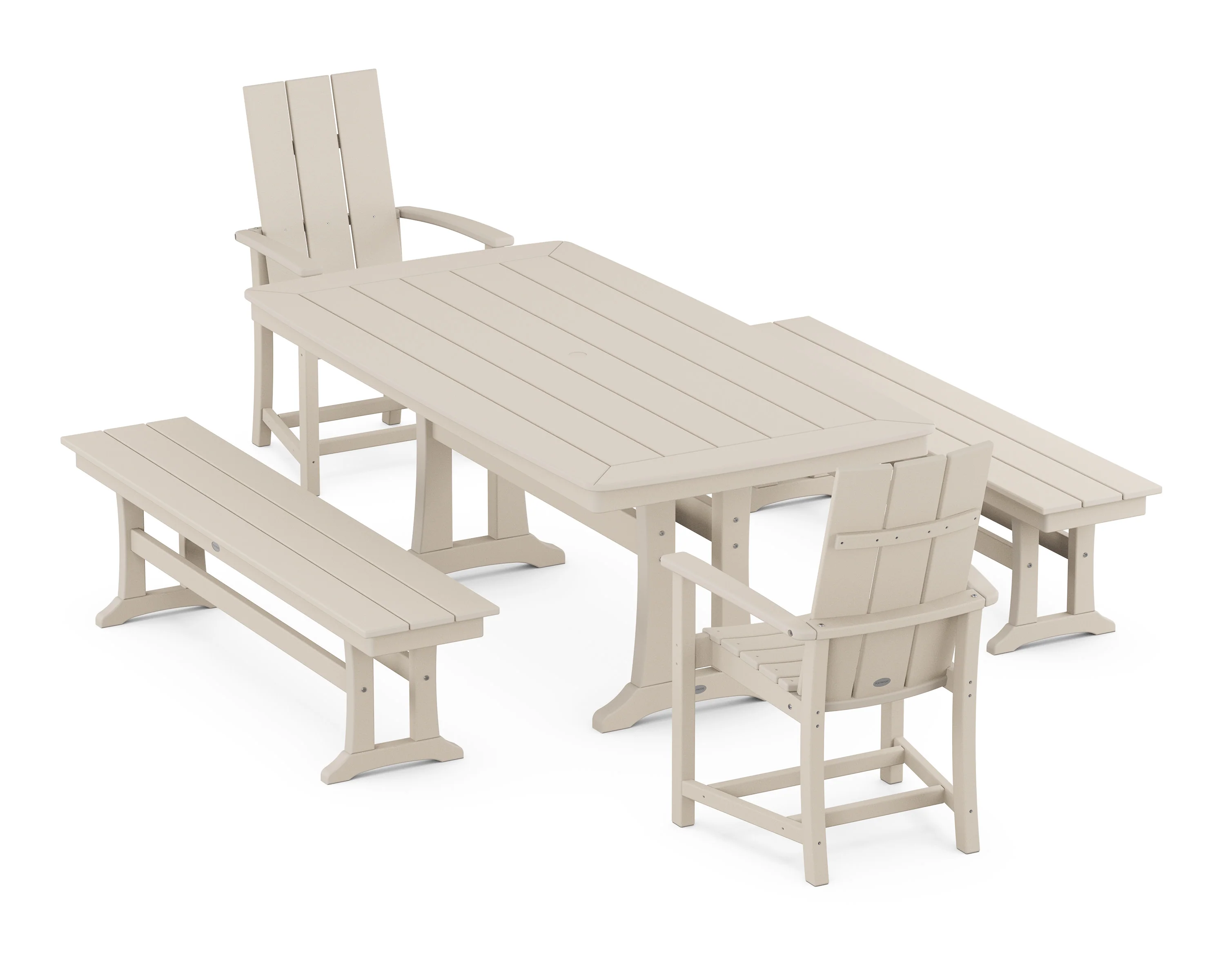 Modern Adirondack 5-Piece Dining Set with Trestle Legs - Image 5