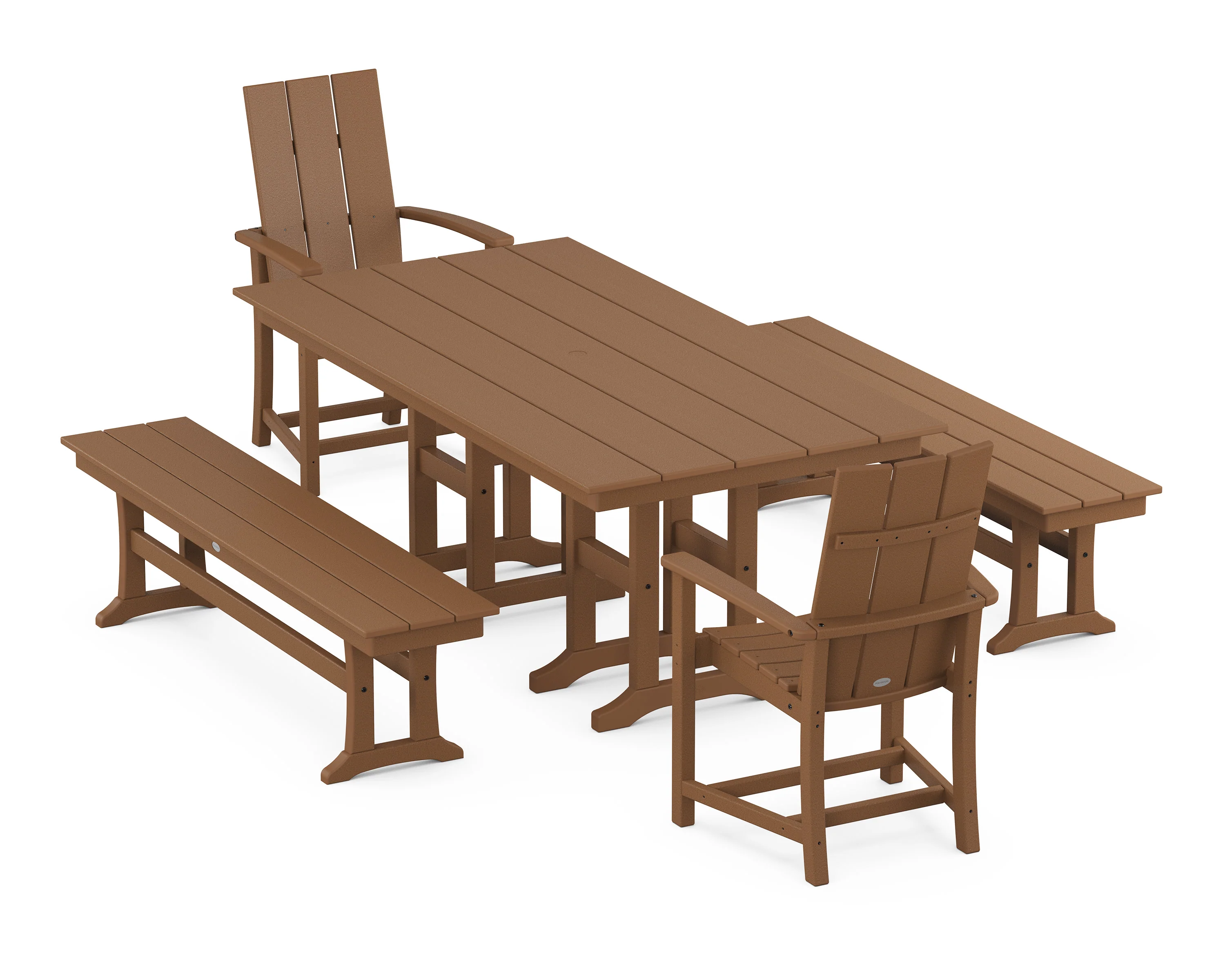 Modern Adirondack 5-Piece Farmhouse Dining Set with Benches - Image 7