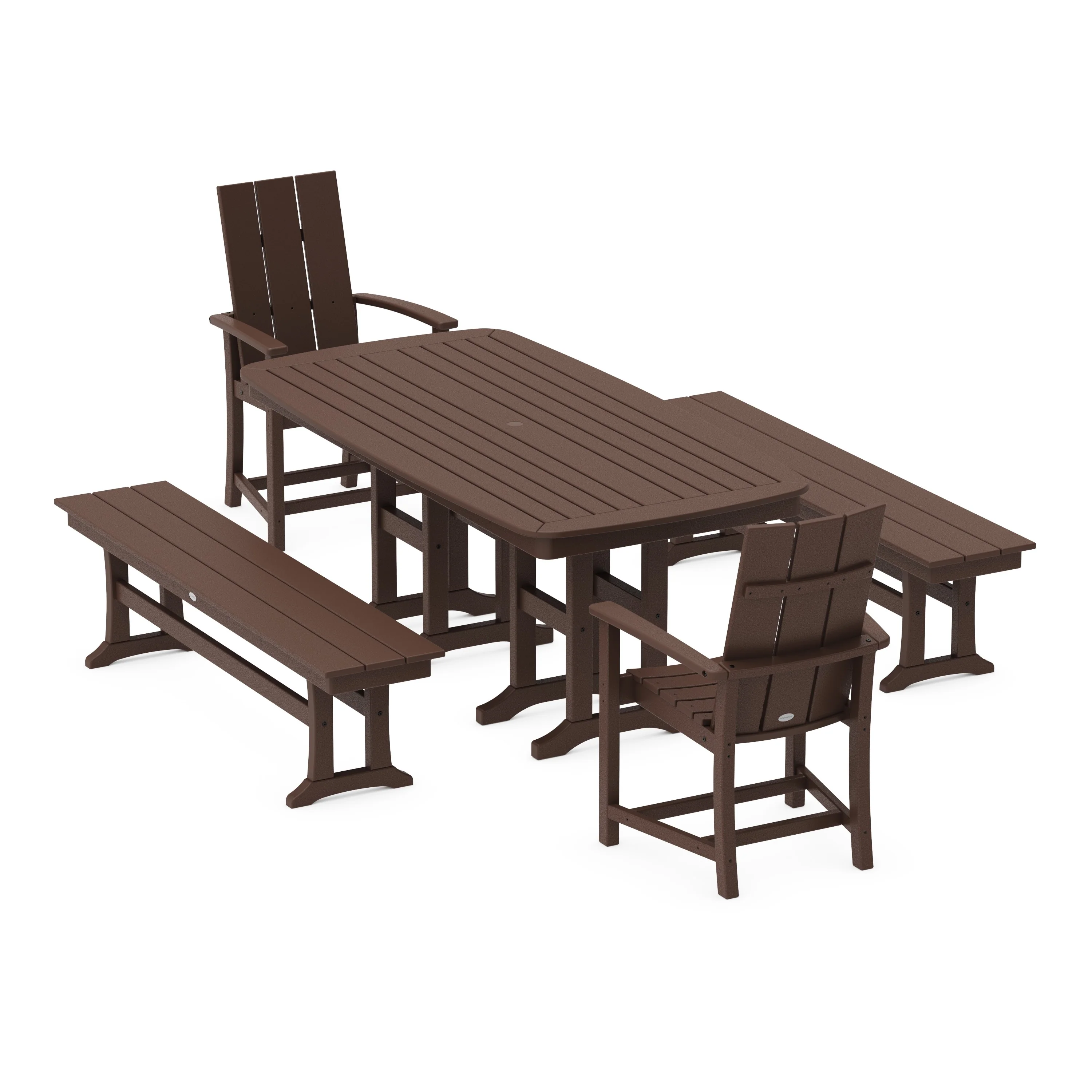 Modern Adirondack 5-Piece Farmhouse Dining Set with Benches - Image 7