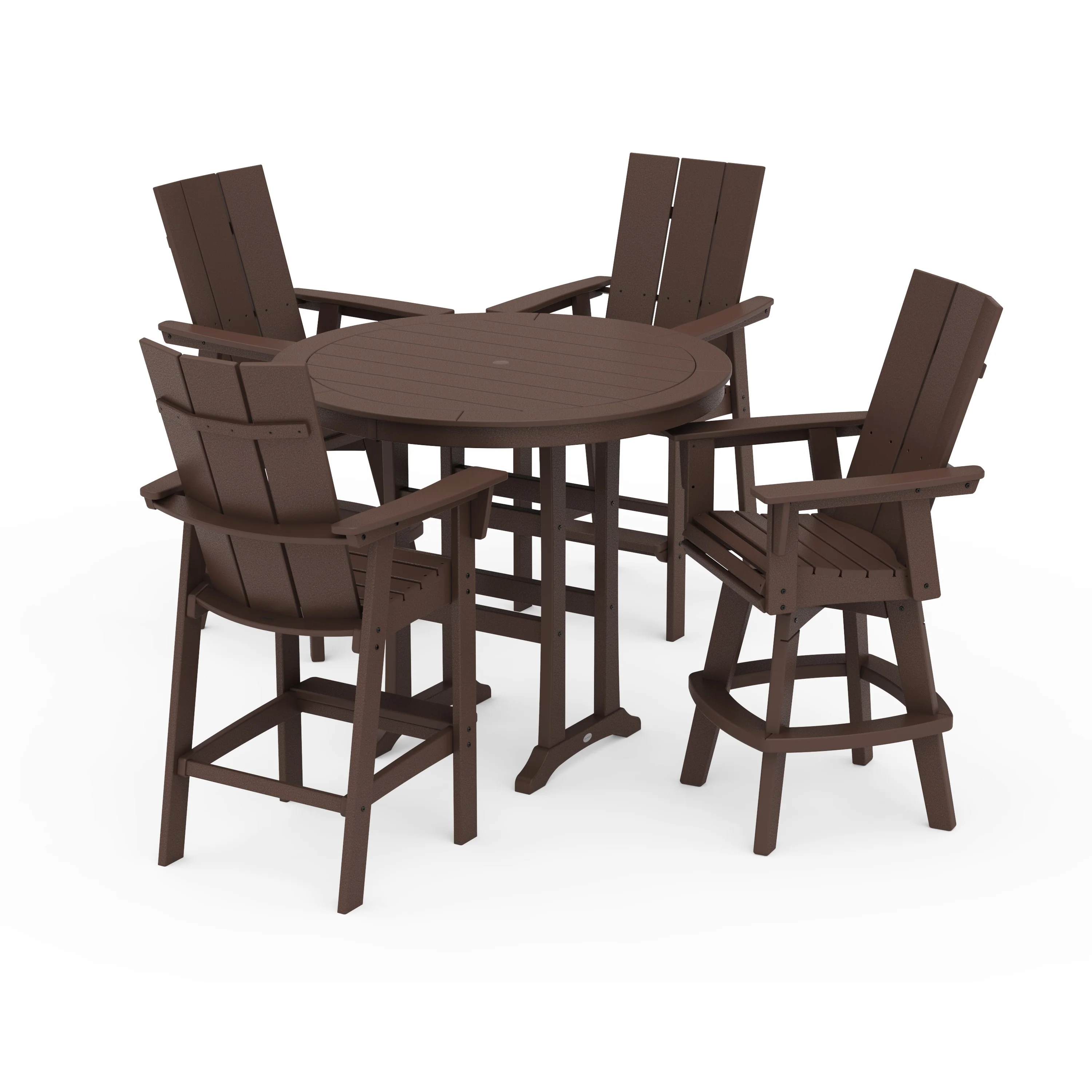 Modern Adirondack 5-Piece Nautical Trestle Round Bar Set with Swivels - Image 11