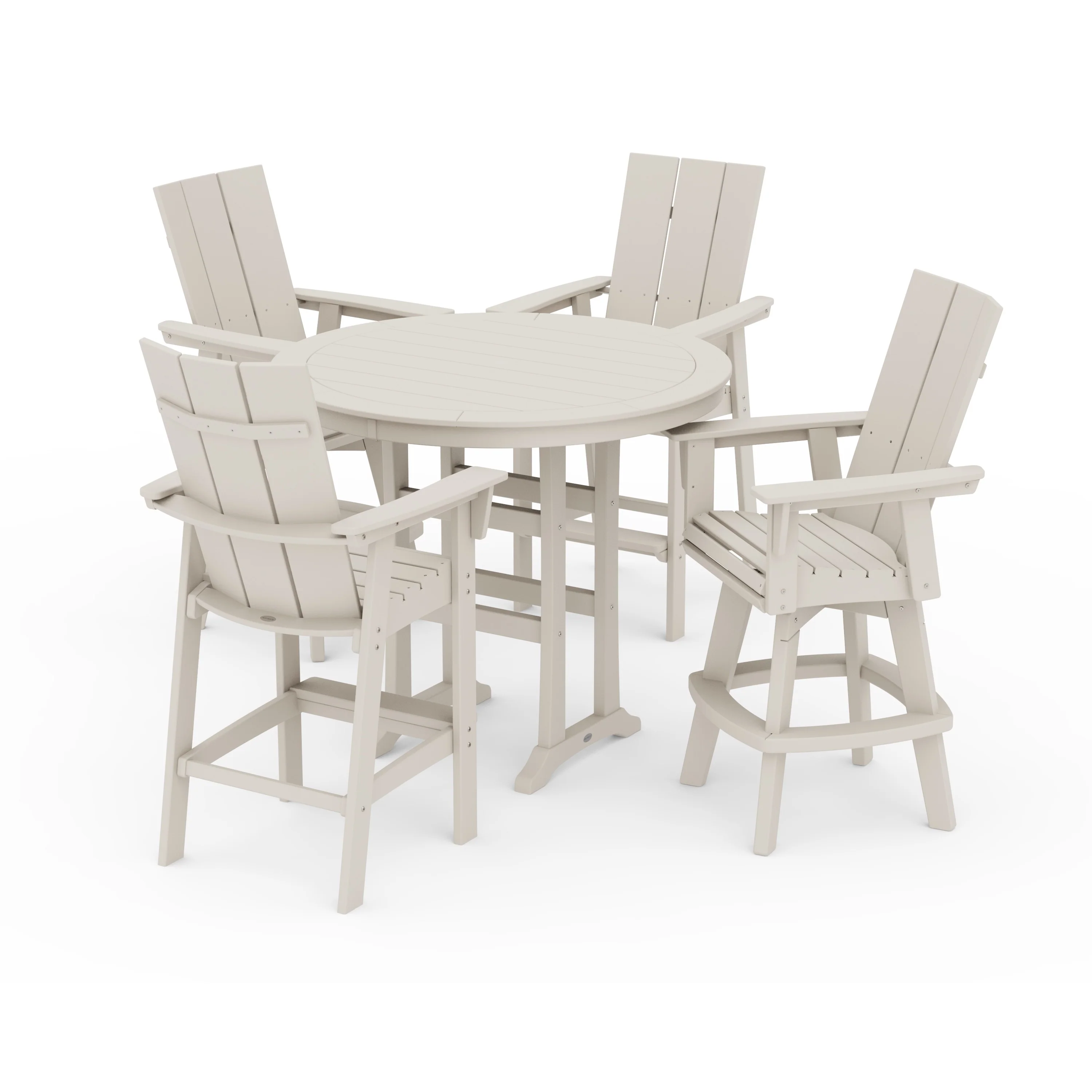 Modern Adirondack 5-Piece Nautical Trestle Round Bar Set with Swivels - Image 12