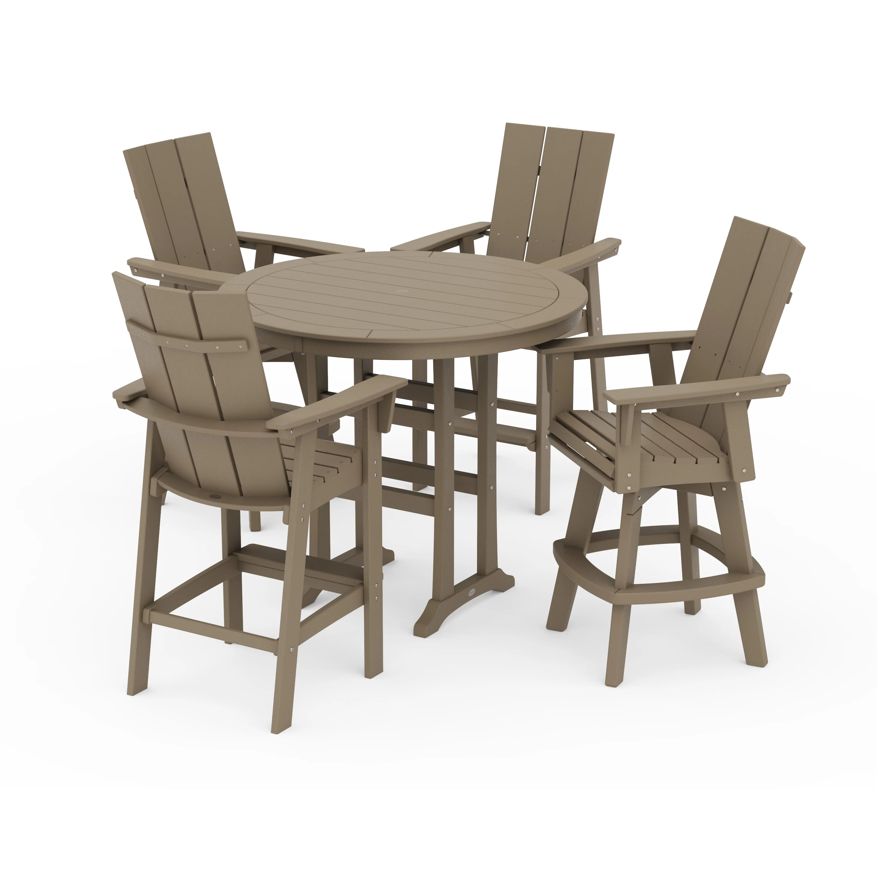 Modern Adirondack 5-Piece Nautical Trestle Round Bar Set with Swivels - Image 13