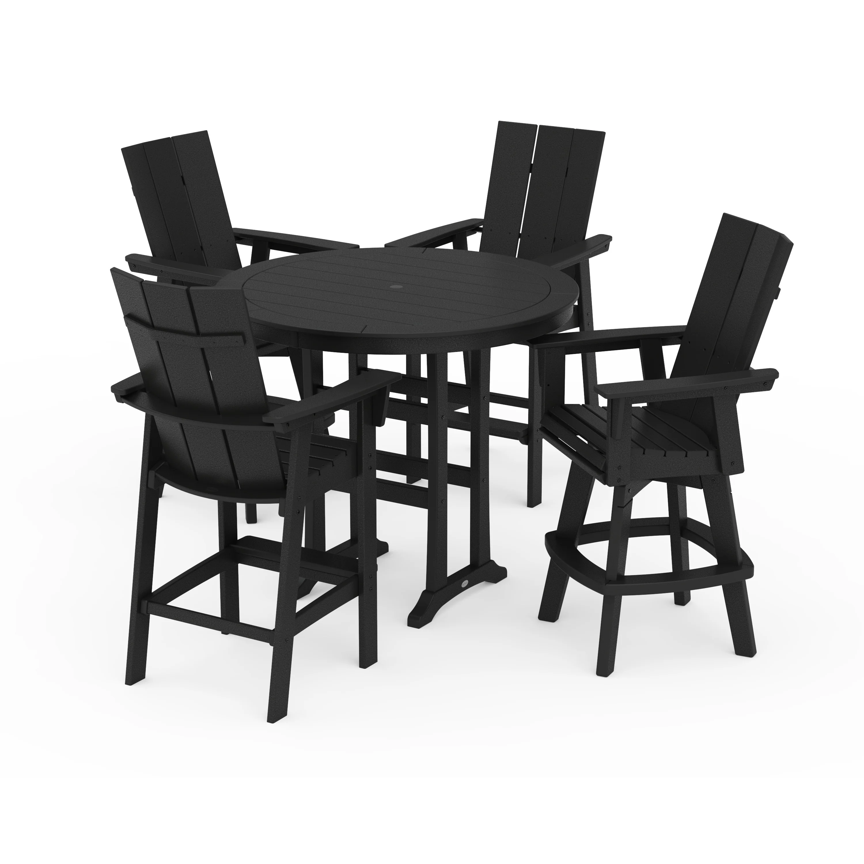 Modern Adirondack 5-Piece Nautical Trestle Round Bar Set with Swivels - Image 14
