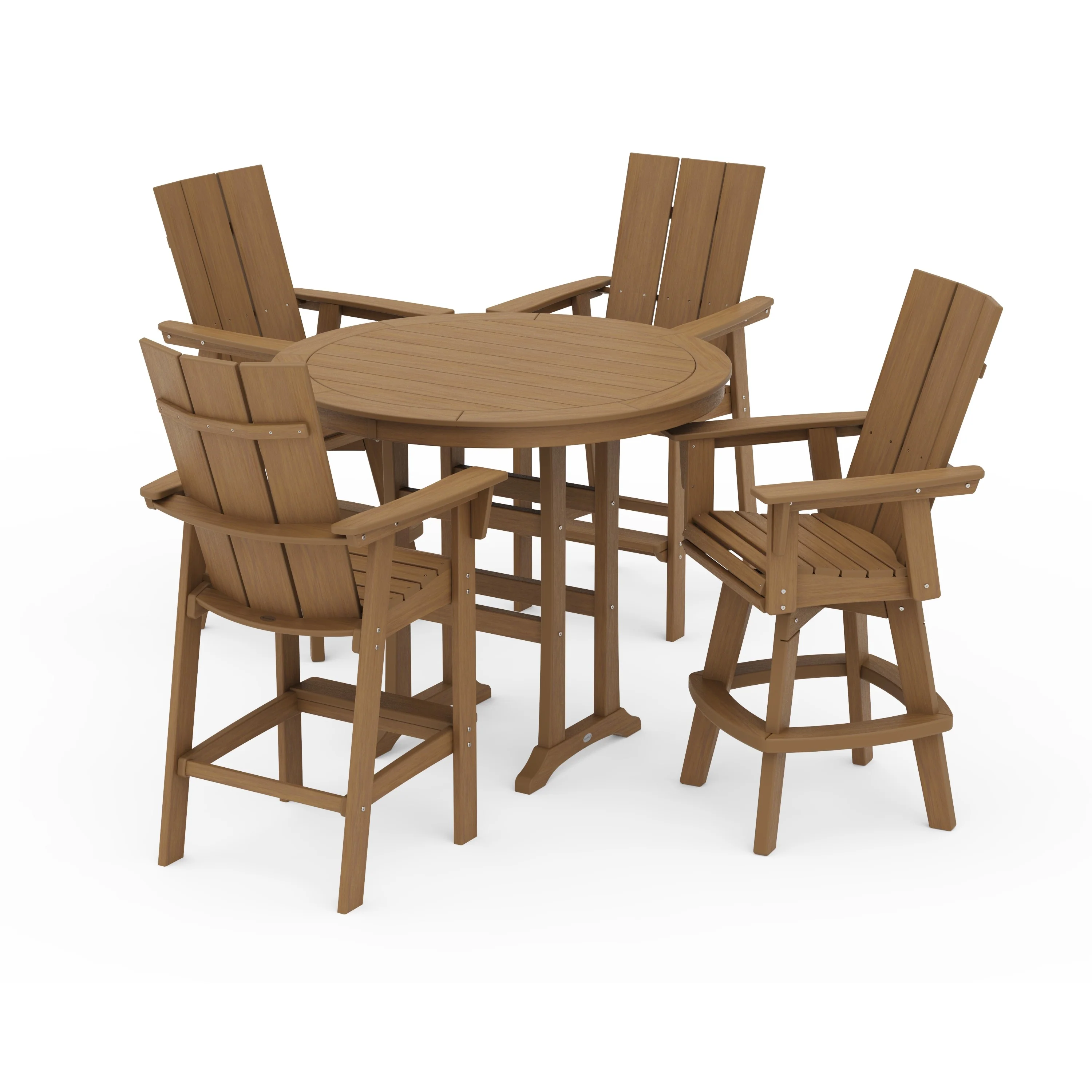 Modern Adirondack 5-Piece Nautical Trestle Round Bar Set with Swivels - Image 15