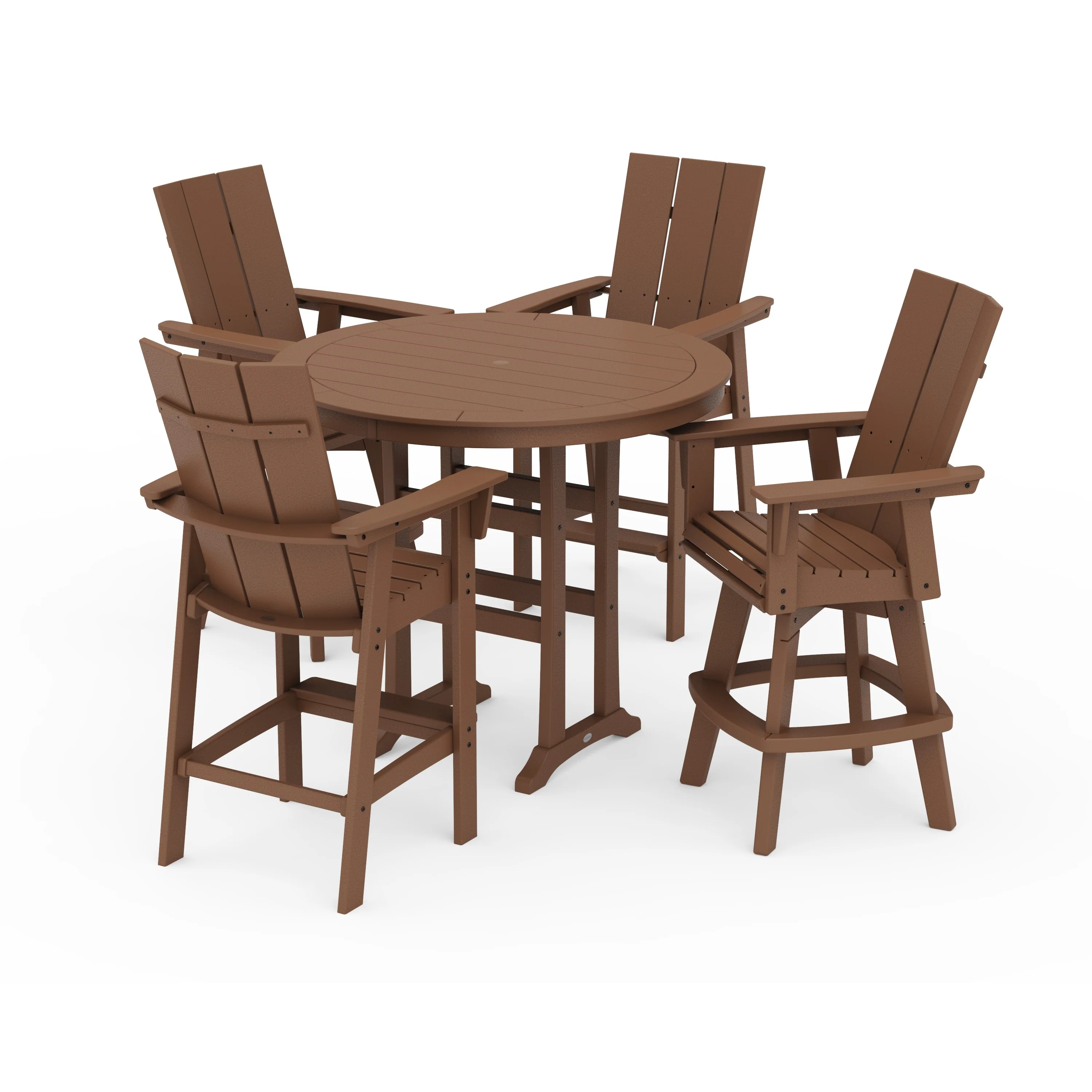 Modern Adirondack 5-Piece Nautical Trestle Round Bar Set with Swivels - Image 4