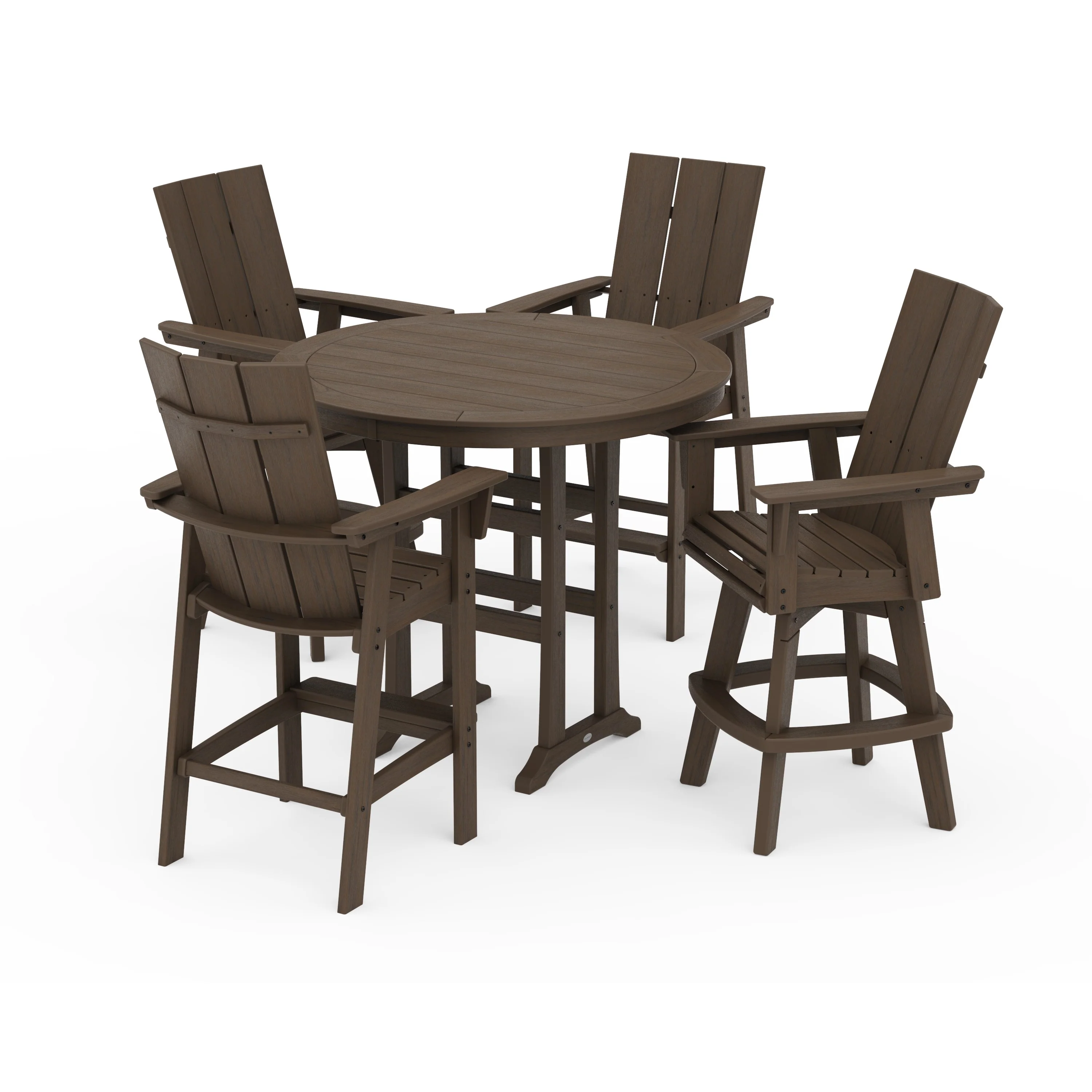 Modern Adirondack 5-Piece Nautical Trestle Round Bar Set with Swivels - Image 5
