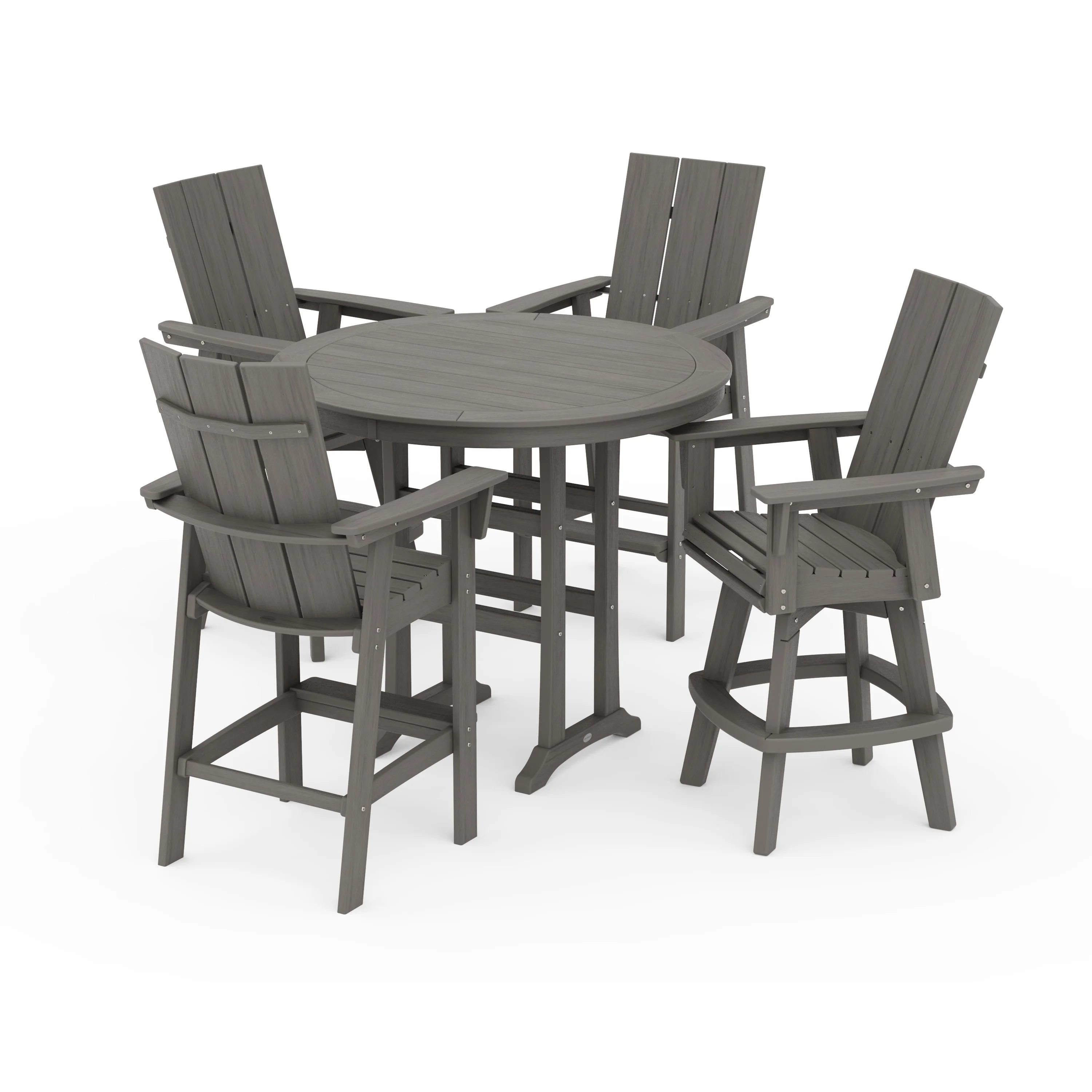 Modern Adirondack 5-Piece Nautical Trestle Round Bar Set with Swivels - Image 6