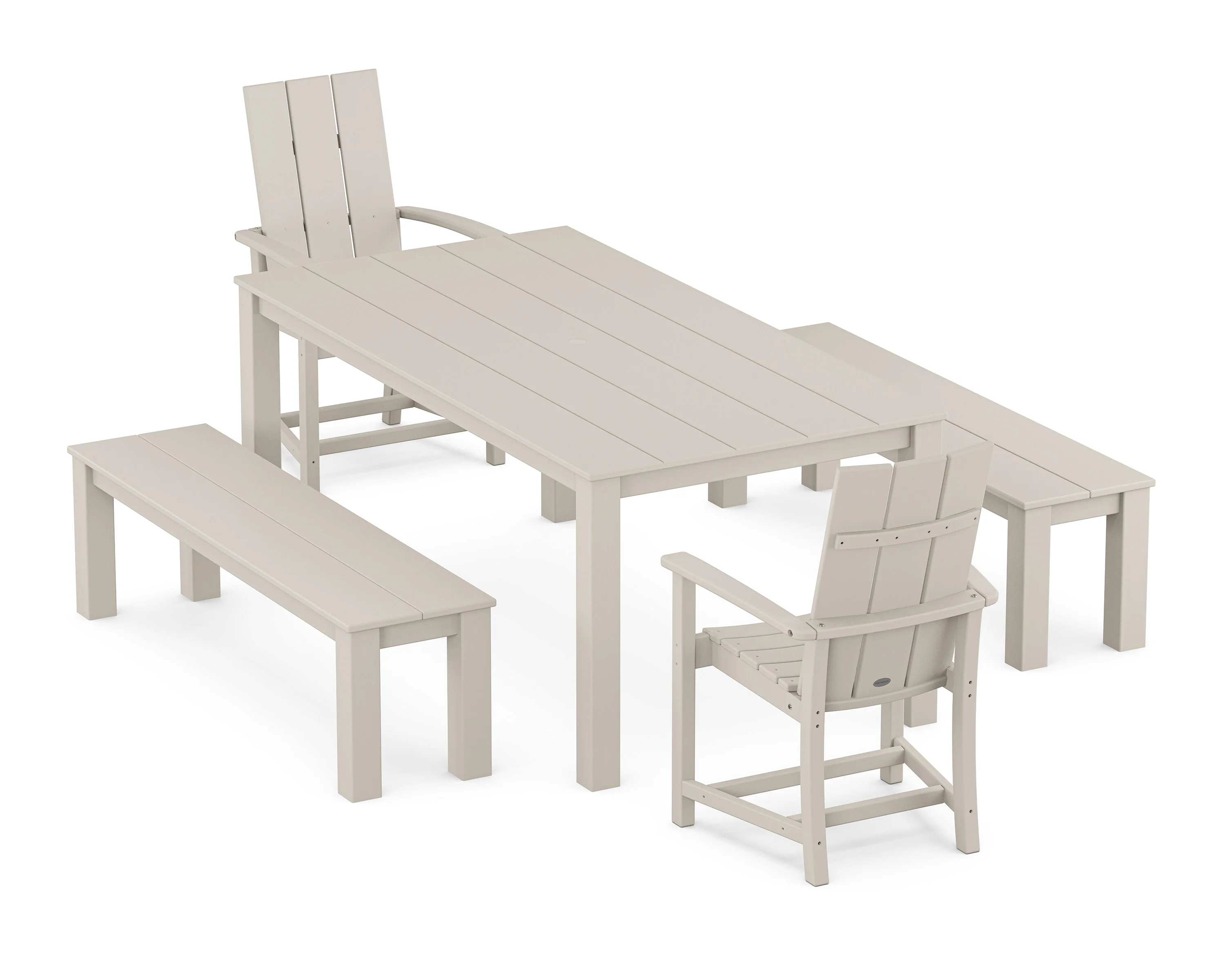 Modern Adirondack 5-Piece Parsons Dining Set with Benches - Image 4