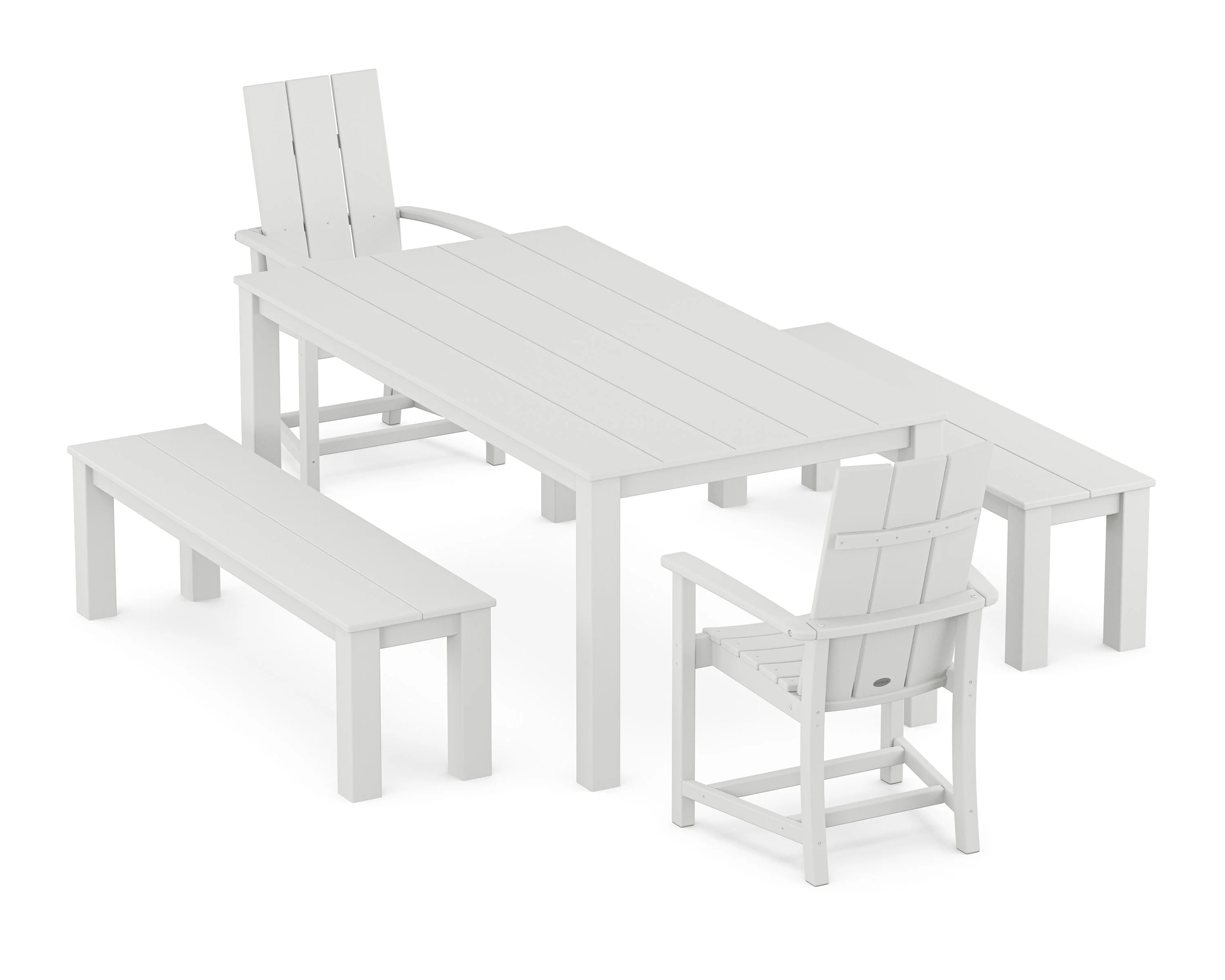 Modern Adirondack 5-Piece Parsons Dining Set with Benches - Image 7