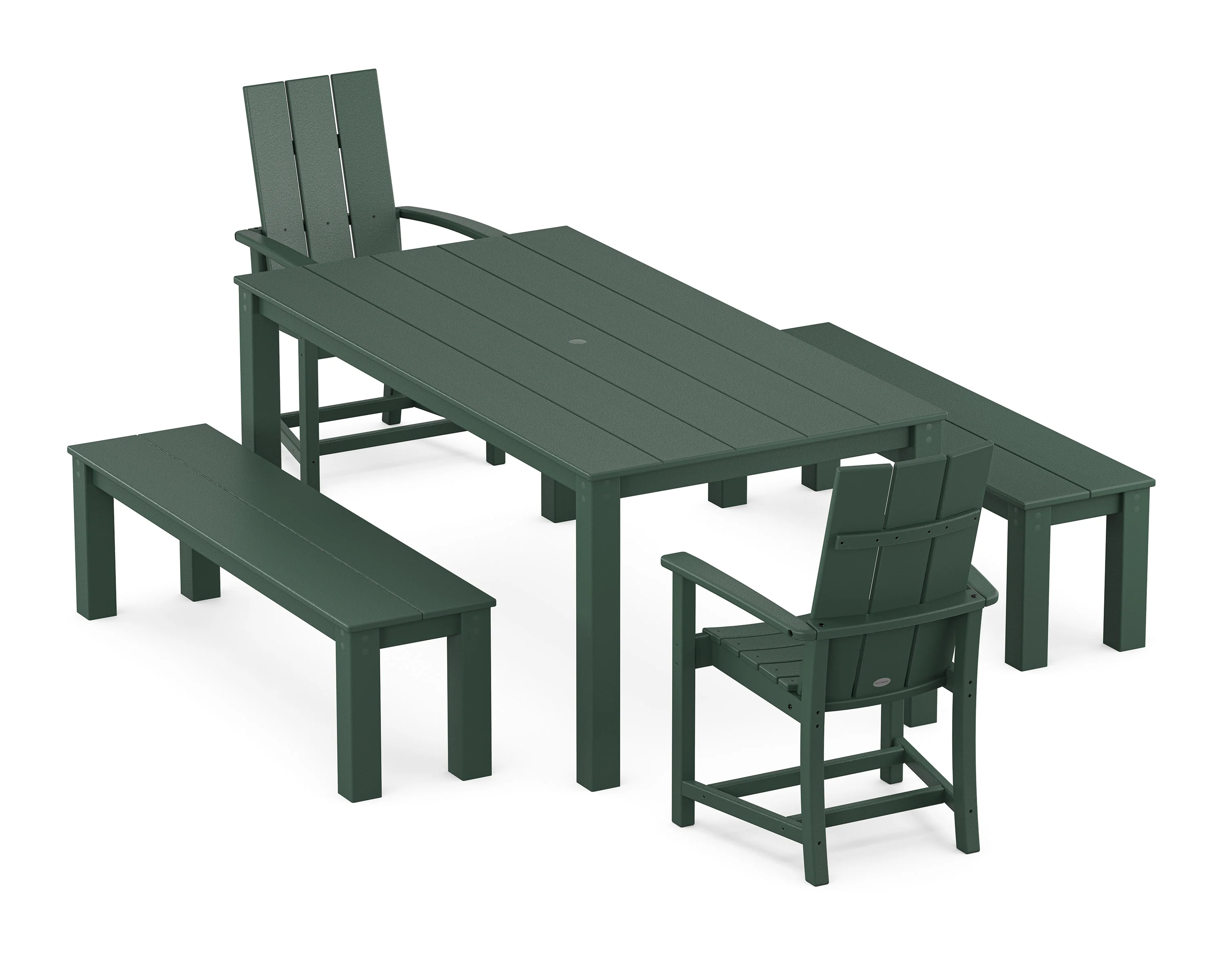 Modern Adirondack 5-Piece Parsons Dining Set with Benches - Image 8