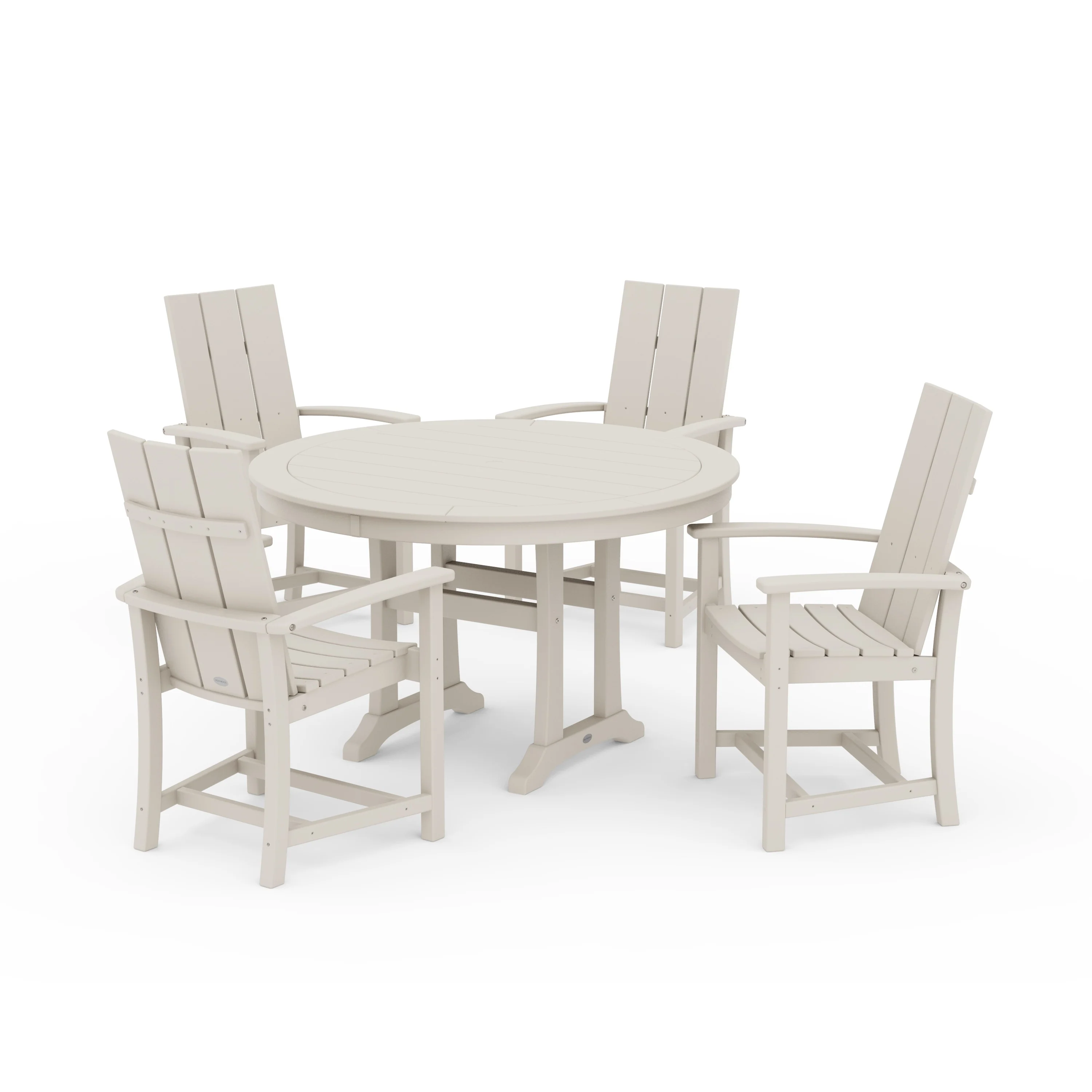 Modern Adirondack 5-Piece Round Dining Set with Trestle Legs - Image 9