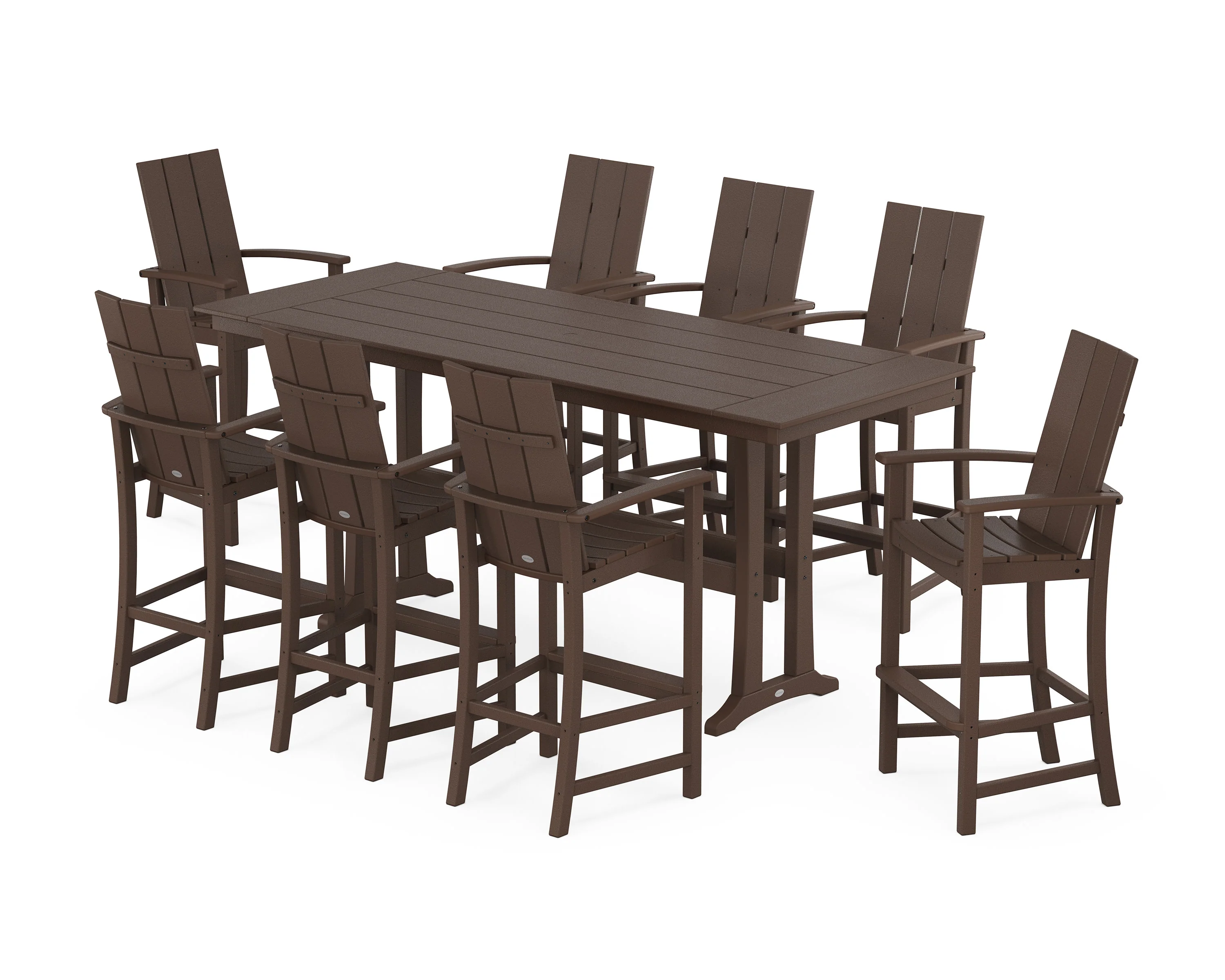 Modern Adirondack 9-Piece Farmhouse Bar Set with Trestle Legs - Image 6