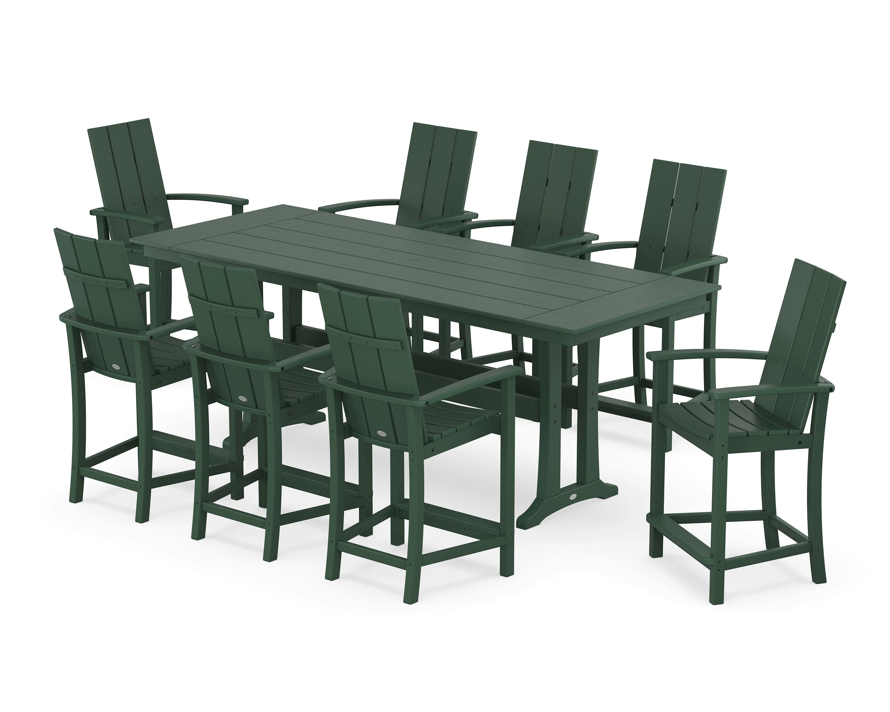 Modern Adirondack 9-Piece Farmhouse Counter Set with Trestle Legs - Image 6