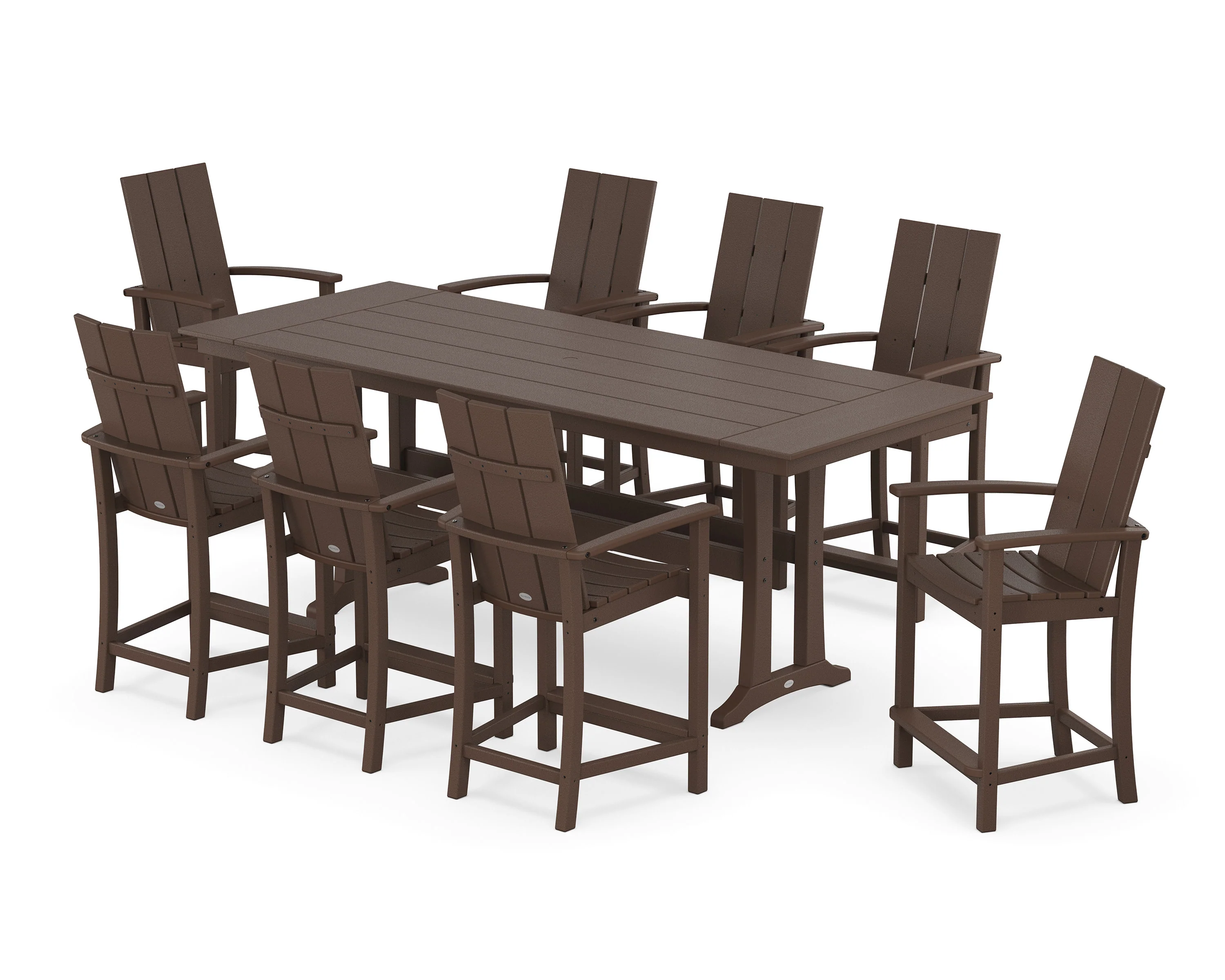 Modern Adirondack 9-Piece Farmhouse Counter Set with Trestle Legs - Image 8