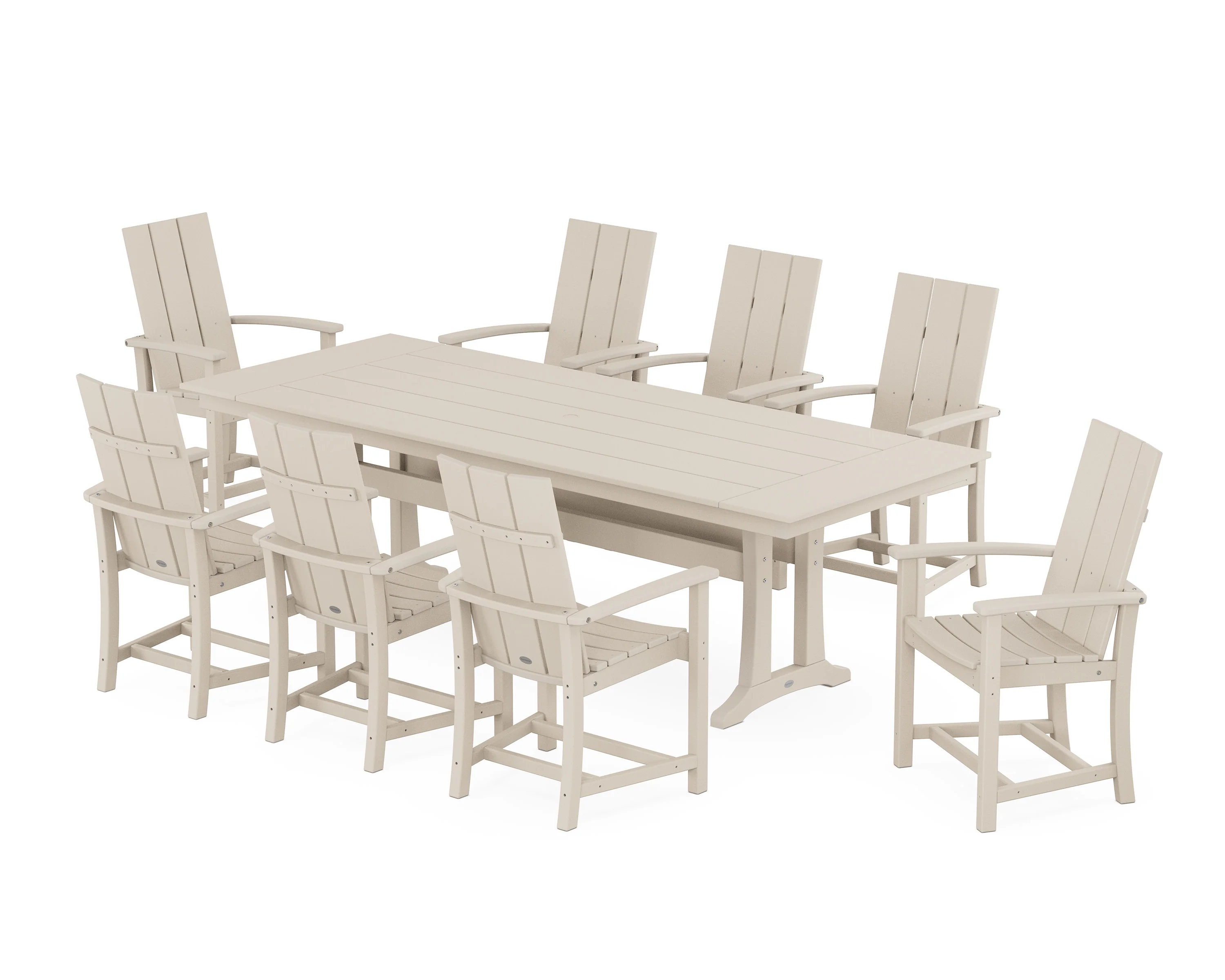 Modern Adirondack 9-Piece Farmhouse Dining Set with Trestle Legs - Image 9