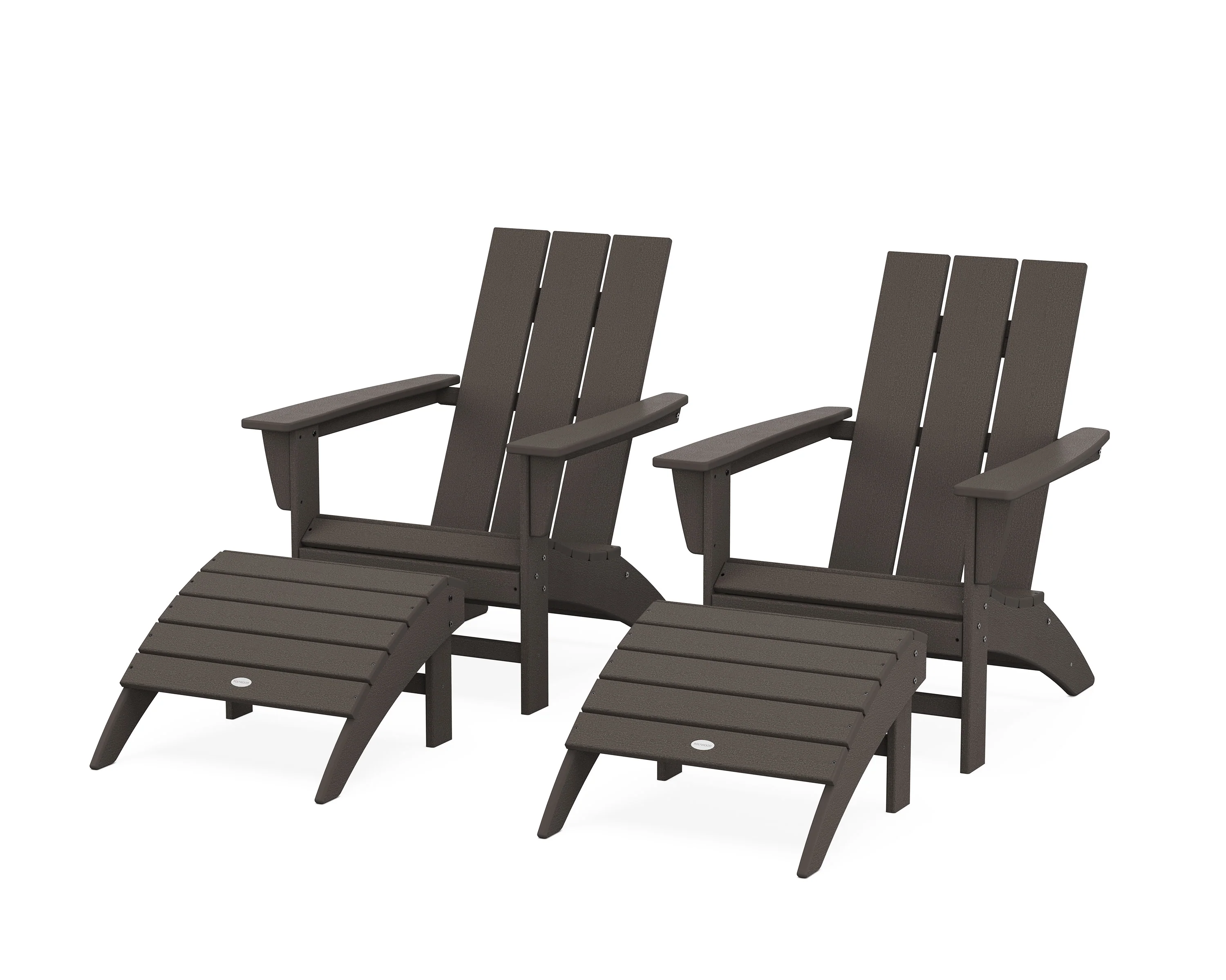 Modern Adirondack Chair 4-Piece Set with Ottomans - Image 10