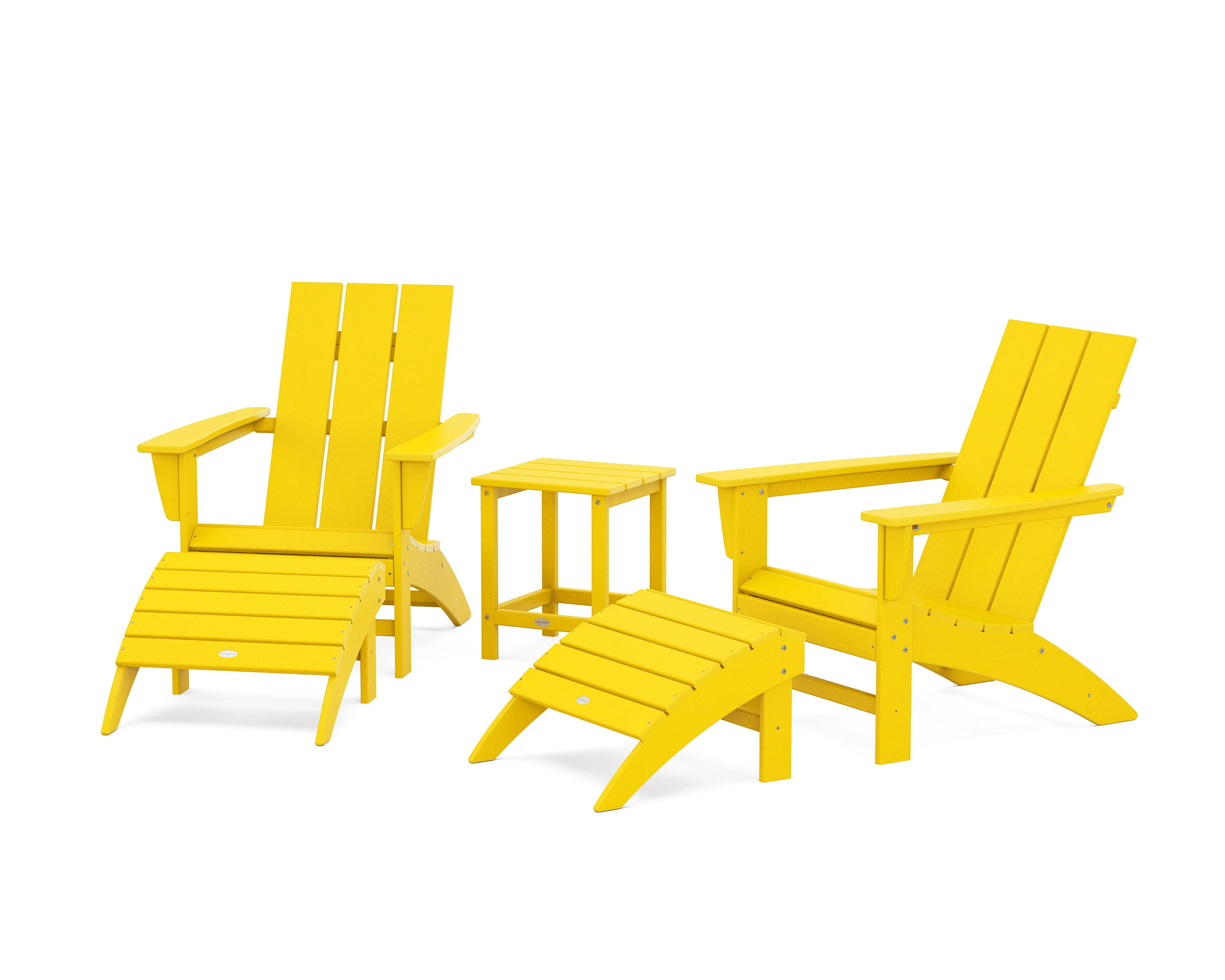 Modern Adirondack Chair 5-Piece Set with Ottomans and 18" Side Table - Image 11